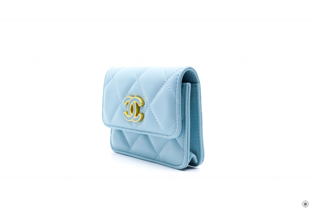 Chanel AP2637B07570 Belt Bag With CC Enamel Logo Baby Blue / NG752 Calfskin Belt Bag Gbhw