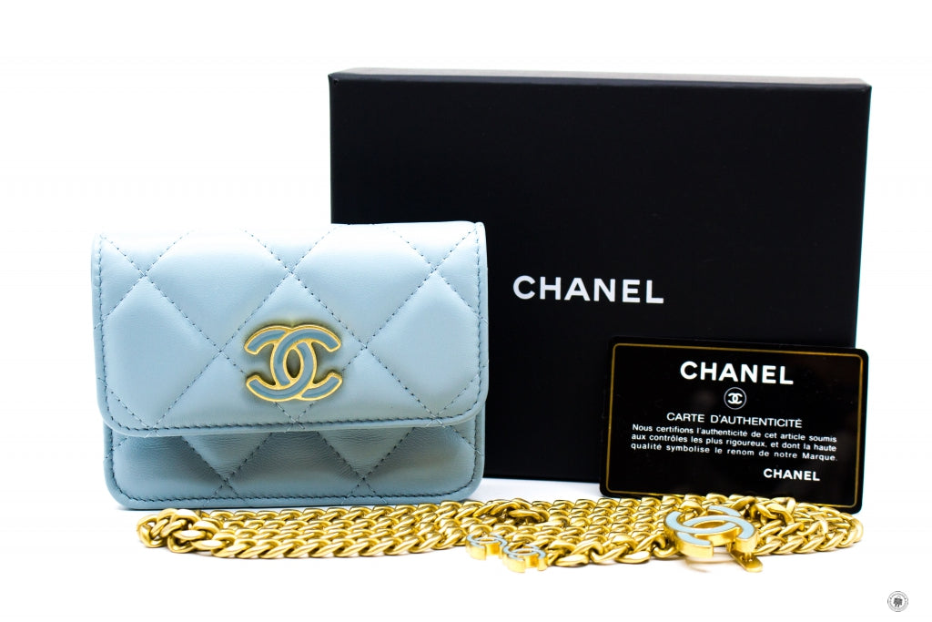 Chanel AP2637B07570 Belt Bag With CC Enamel Logo Baby Blue / NG752 Calfskin Belt Bag Gbhw