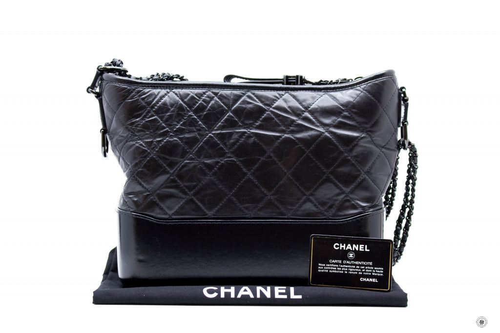 Chanel A93824 B01935 Gabrielle Hobo Medium SO Black Black / 94305 Lambskin Shoulder Bags Bkhw
