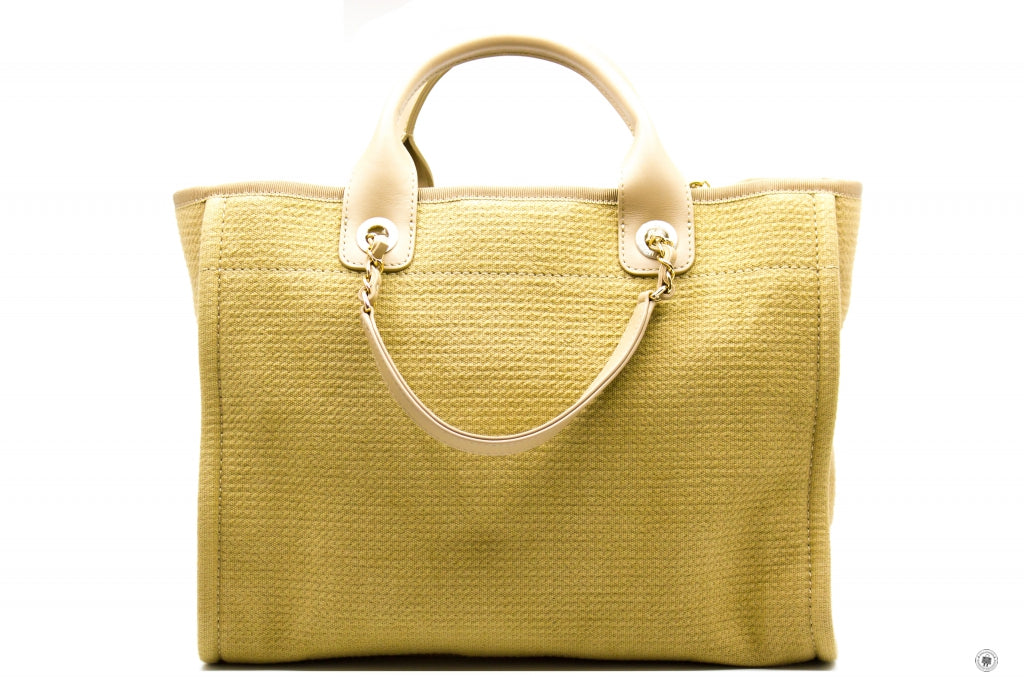 Chanel AS3351 B08435 NI687 Deauville Medium Shopping Bag Beige / NI687 Fabric Tote Bag Pbhw
