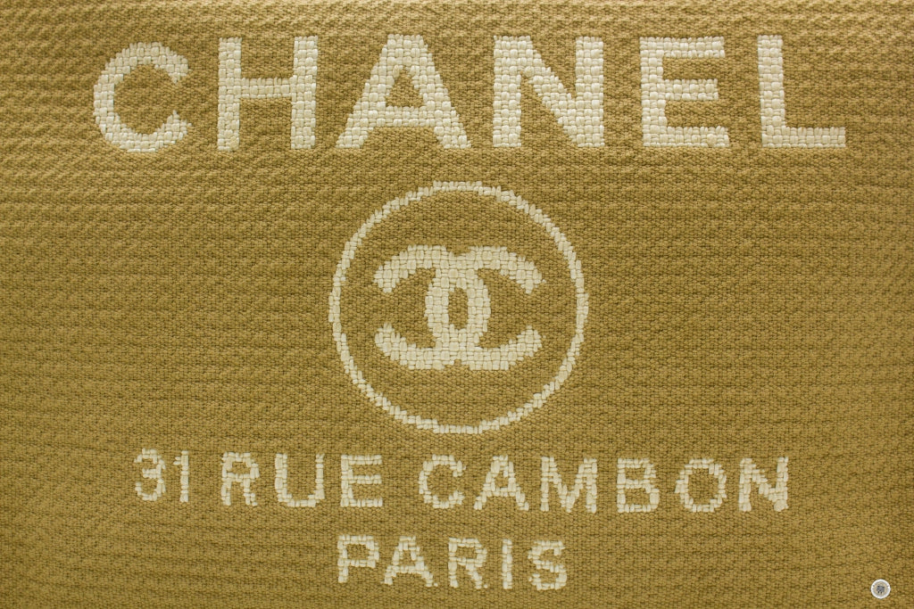 Chanel AS3351 B08435 NI687 Deauville Medium Shopping Bag Beige / NI687 Fabric Tote Bag Pbhw