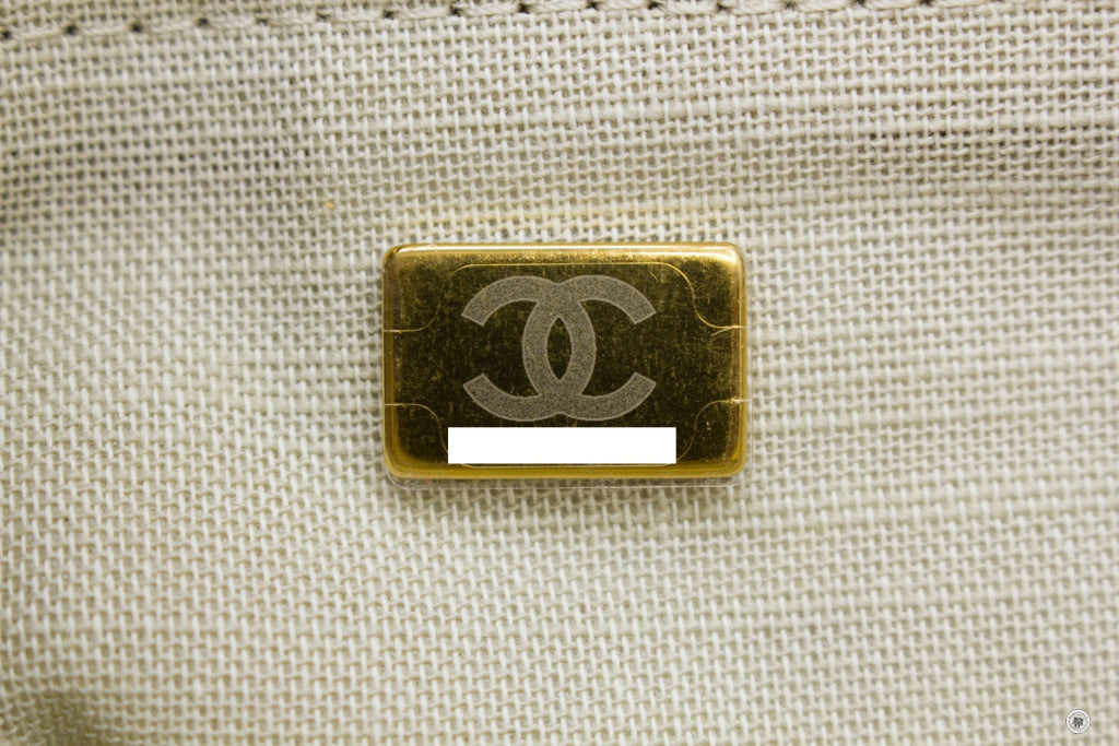 Chanel AS3351 B08435 NI687 Deauville Medium Shopping Bag Beige / NI687 Fabric Tote Bag Pbhw