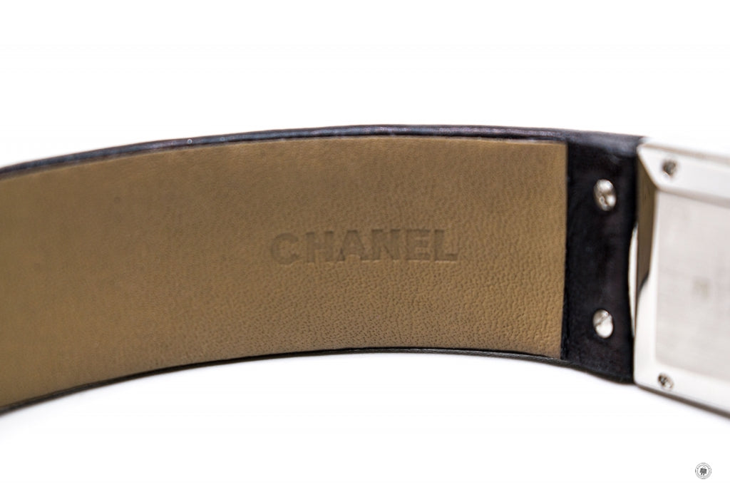 Chanel Boy-friend Acier Etanche 30M Quartz With Diamonds Black Leather Circumference 15CM Watches Shw