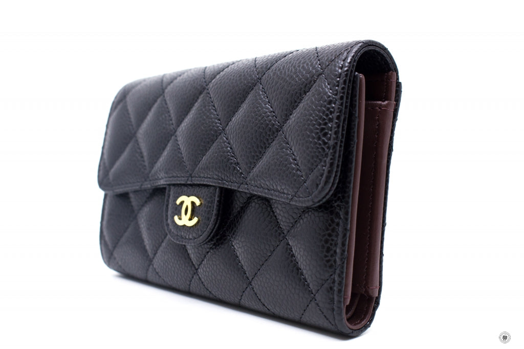 Chanel AP0232Y01864 Classic Flap Wallet Black / C3906 Caviar Short Wallet Ghw