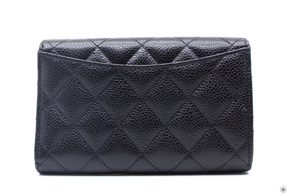 Chanel AP0232Y01864 Classic Flap Wallet Black / C3906 Caviar Short Wallet Ghw