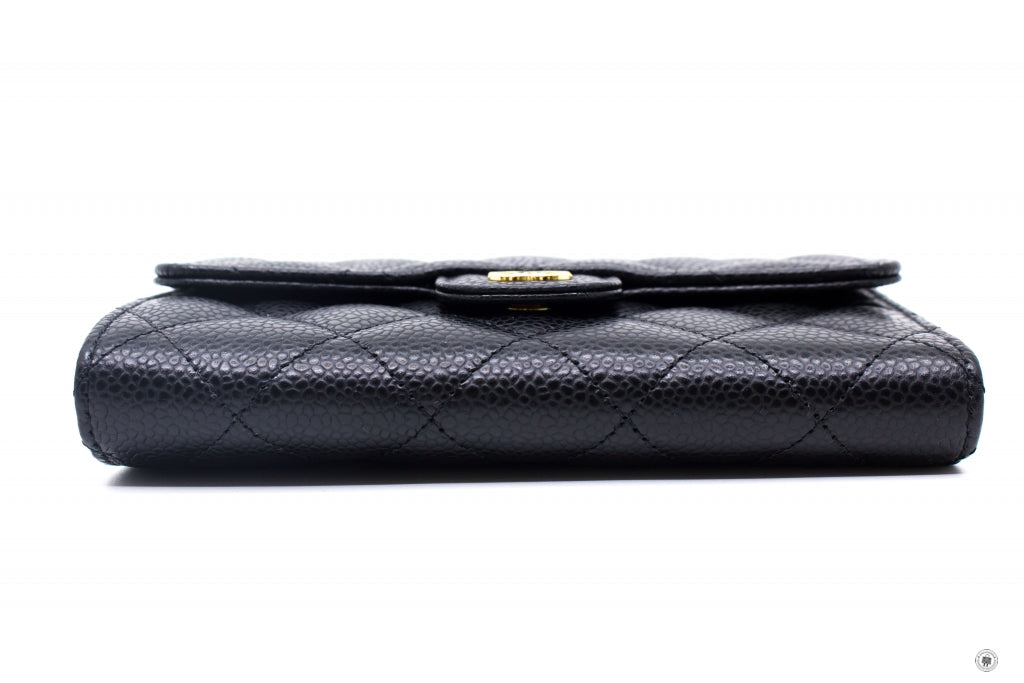 Chanel AP0232Y01864 Classic Flap Wallet Black / C3906 Caviar Short Wallet Ghw