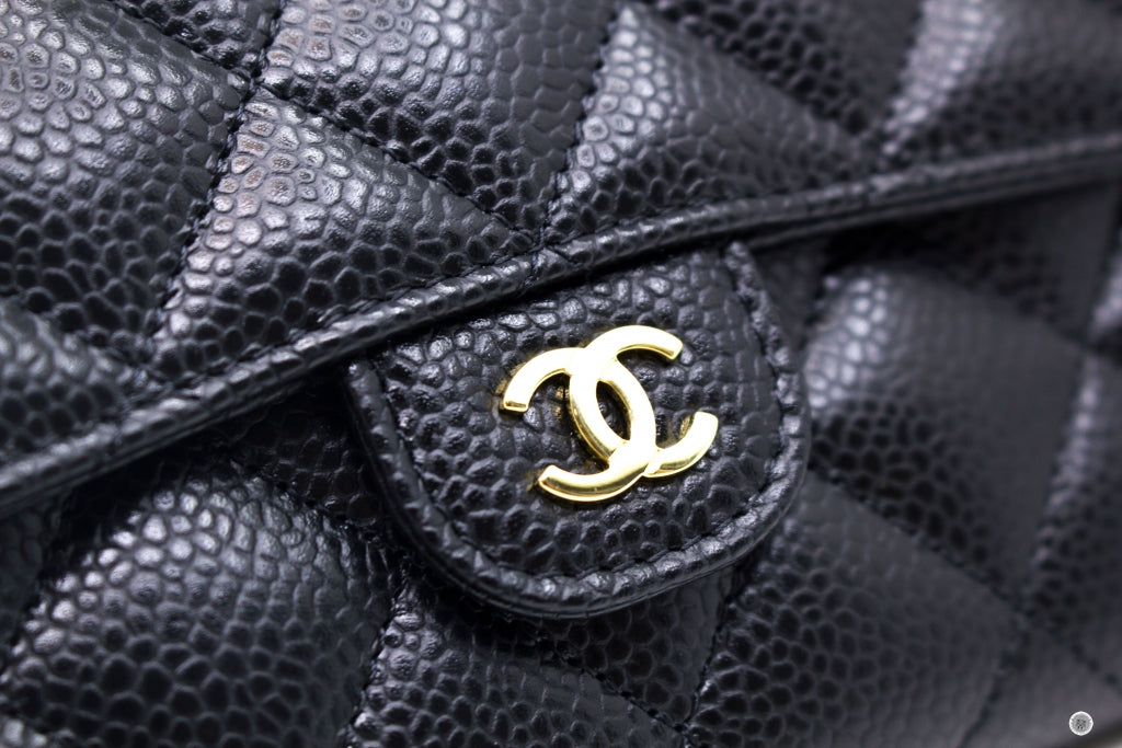 Chanel AP0232Y01864 Classic Flap Wallet Black / C3906 Caviar Short Wallet Ghw