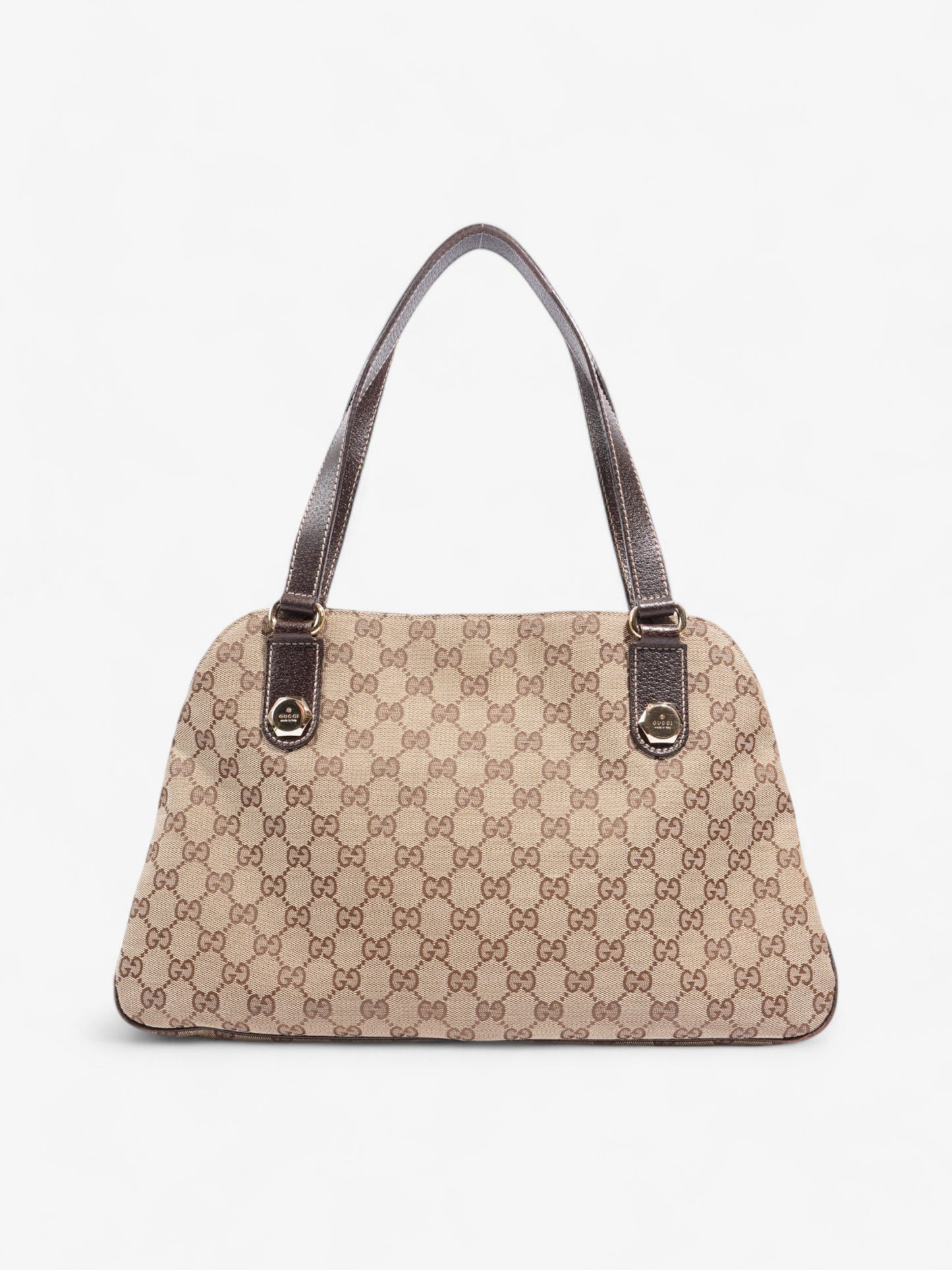 Gucci Charmy Front Pocket Shoulder Bag GG Supreme / Beige / Brown Canvas