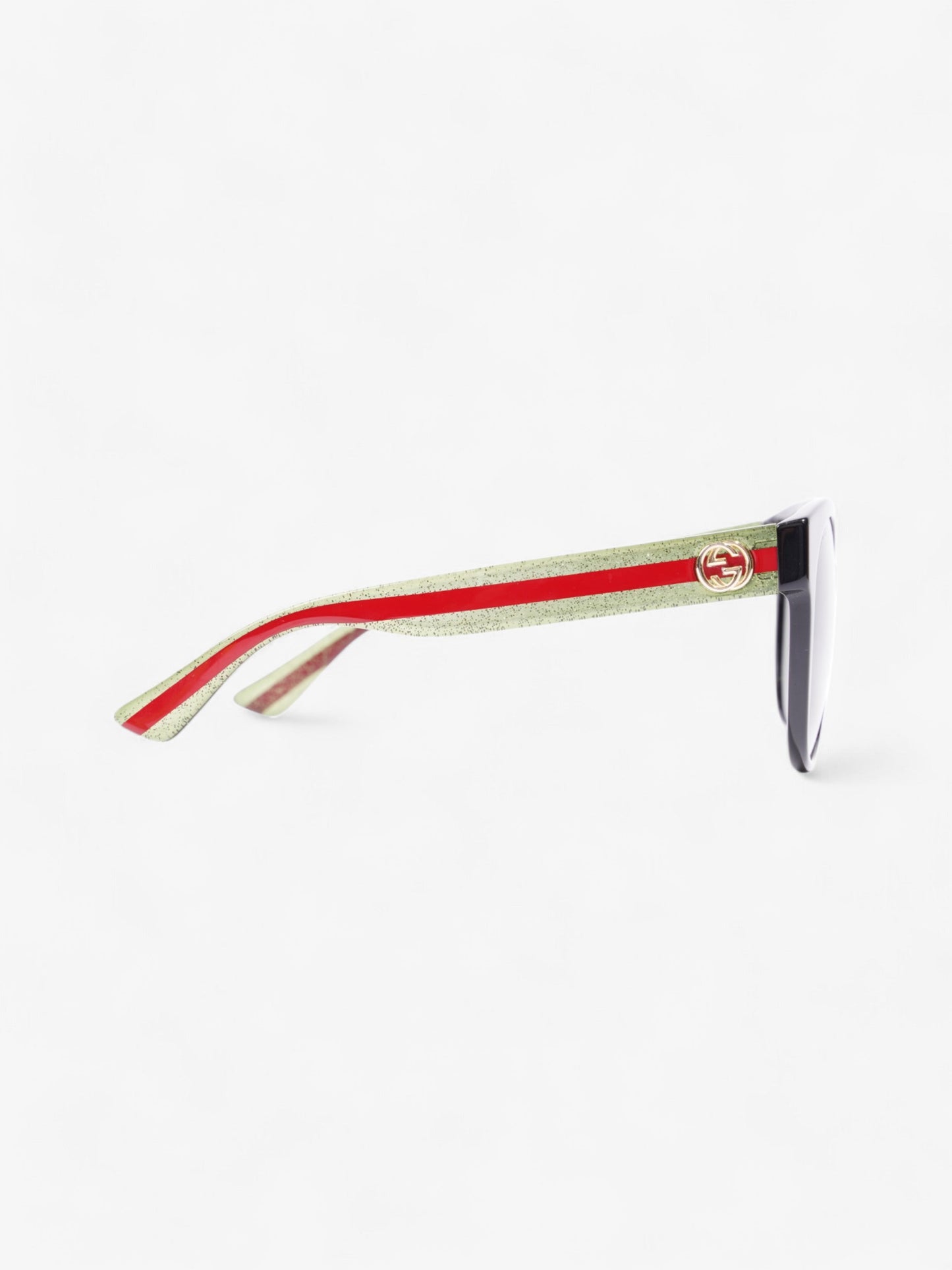 Gucci Interlocking G Sunglasses Black / Green / Red Acetate 140mm