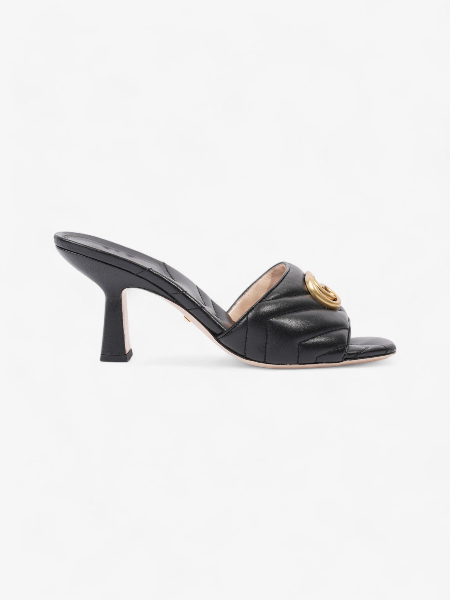 Gucci GG Marmont Mules 75mm Black / Gold Matelasse Leather EU 38 UK 5