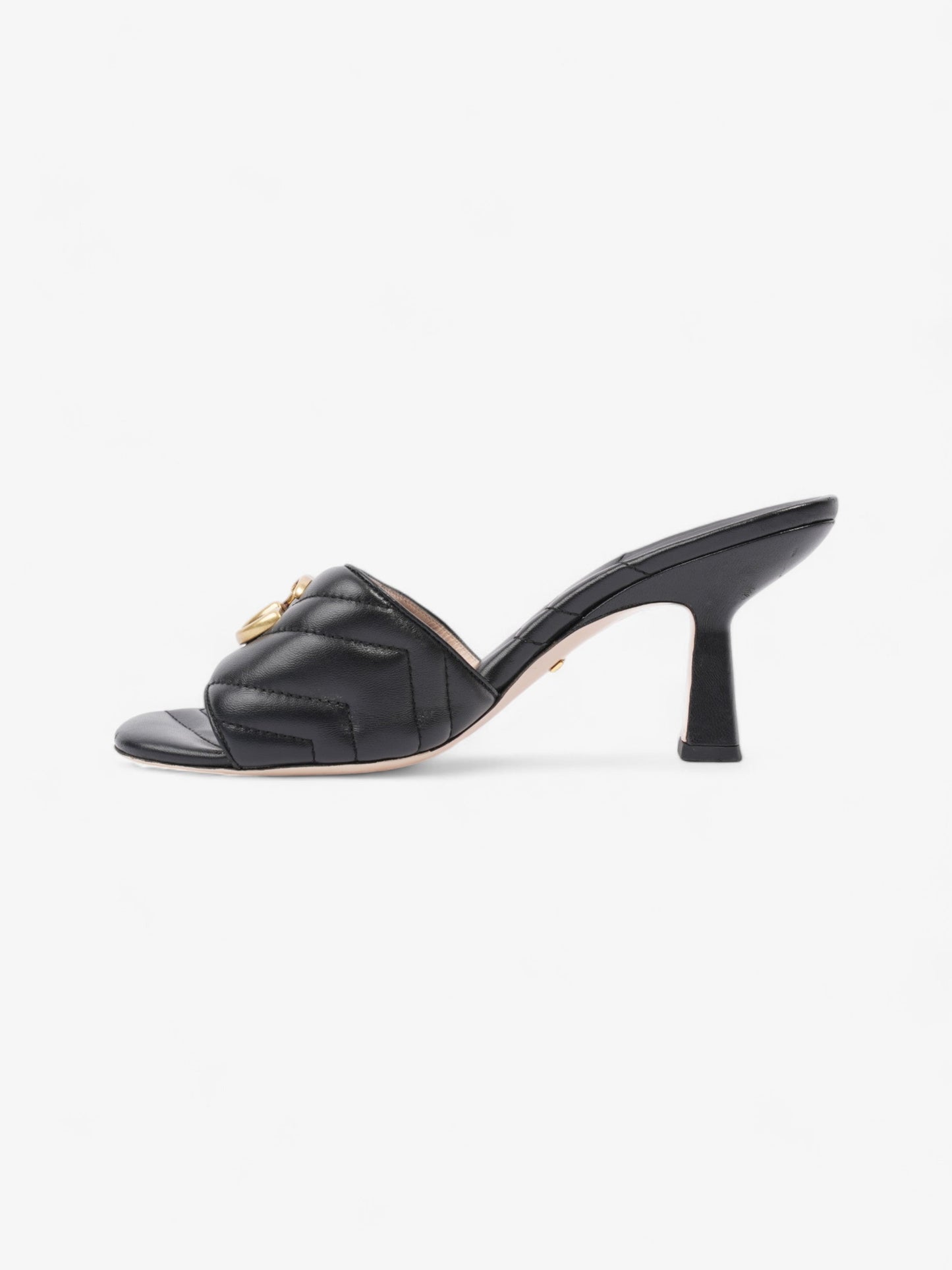 Gucci GG Marmont Mules 75mm Black / Gold Matelasse Leather EU 38 UK 5