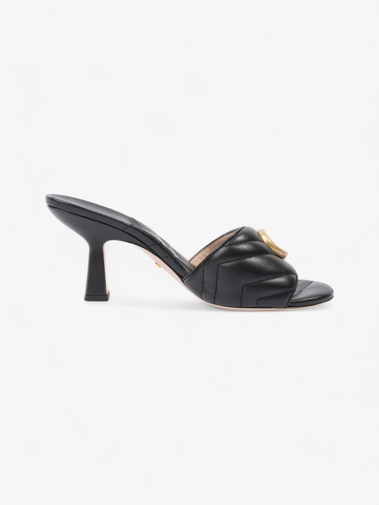 Gucci GG Marmont Mules 75mm Black / Gold Matelasse Leather EU 38 UK 5