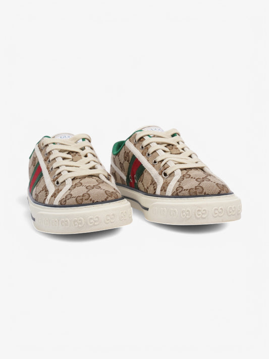 Gucci GG Tennis 1977 Sneakers Beige  / Green / Red Canvas EU 37 UK 4