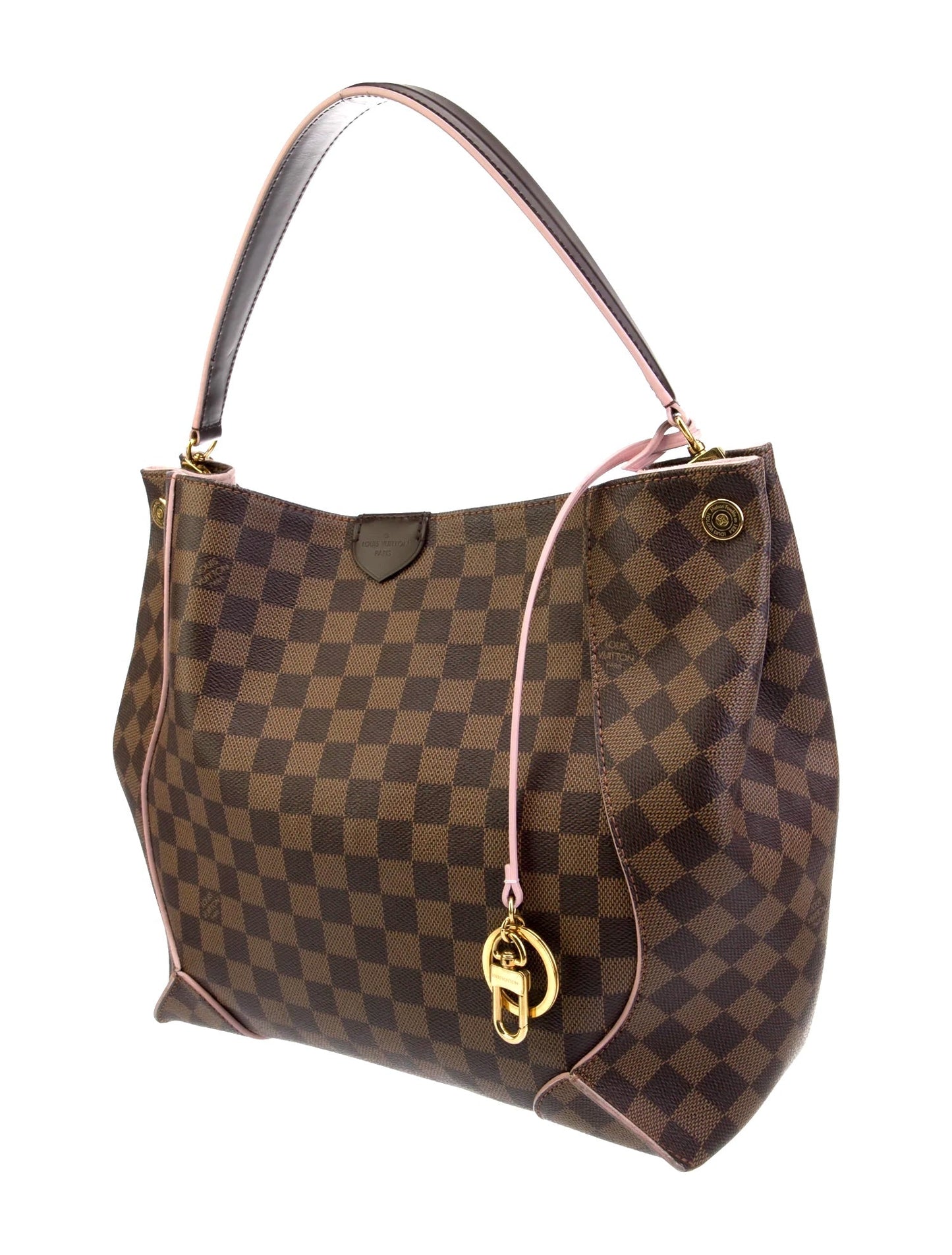 LOUIS VUITTON DAMIER EBENE CAISSA HOBO BAG ROSE BALLERINE