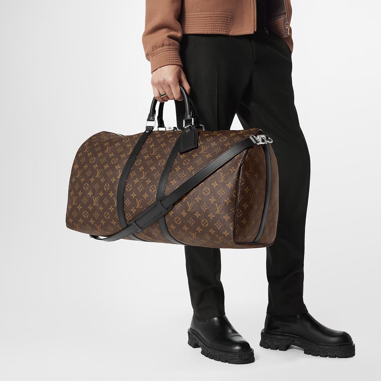 LOUIS VUITTON MONOGRAM MACASSAR KEEPALL BANDOULIÈRE 55 BAG