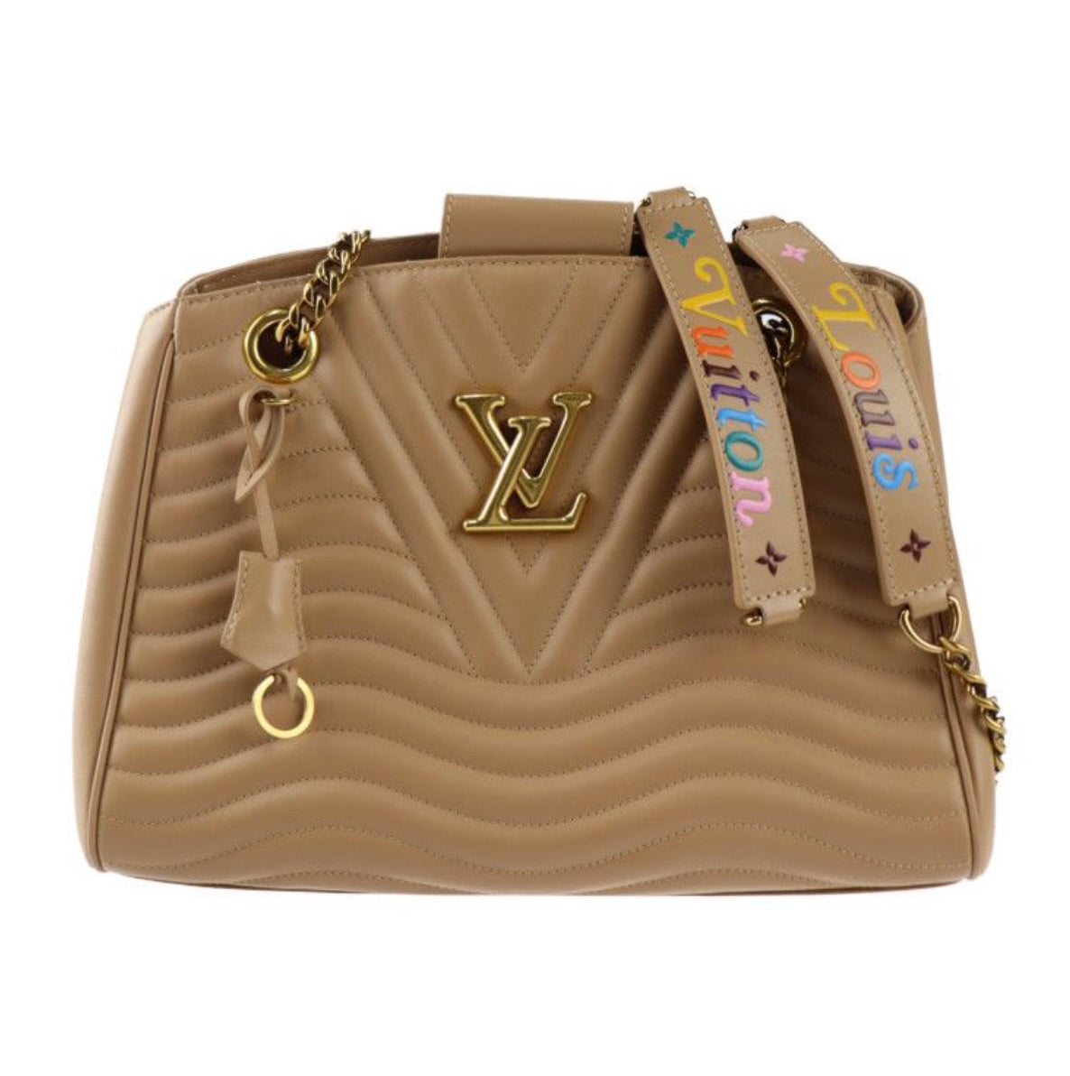 LOUIS VUITTON NEW WAVE CALFSKIN LEATHER CHAIN TOTE BAG