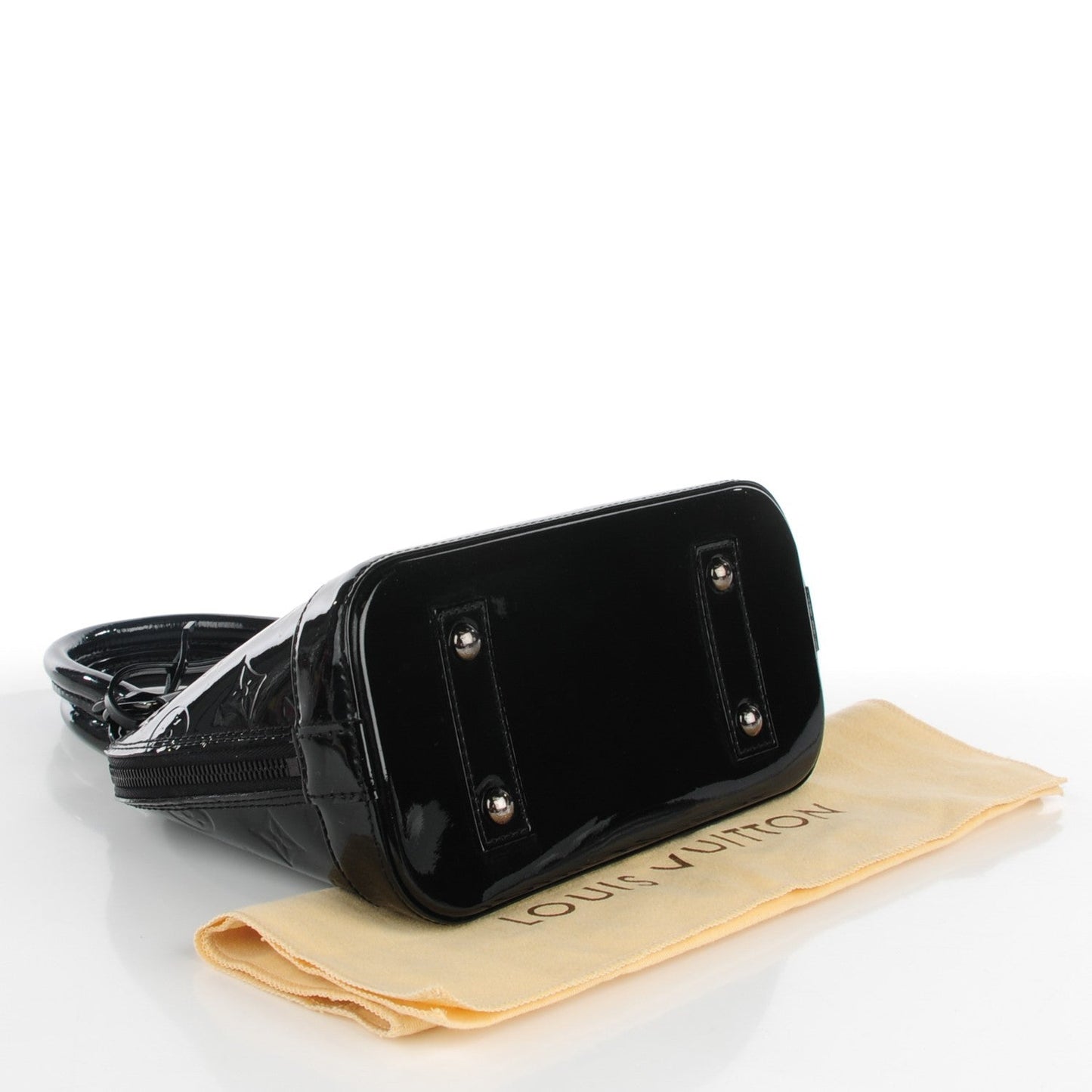 LOUIS VUITTON VERNIS ALMA BB HANDBAG NOIR MAGNETIQUE