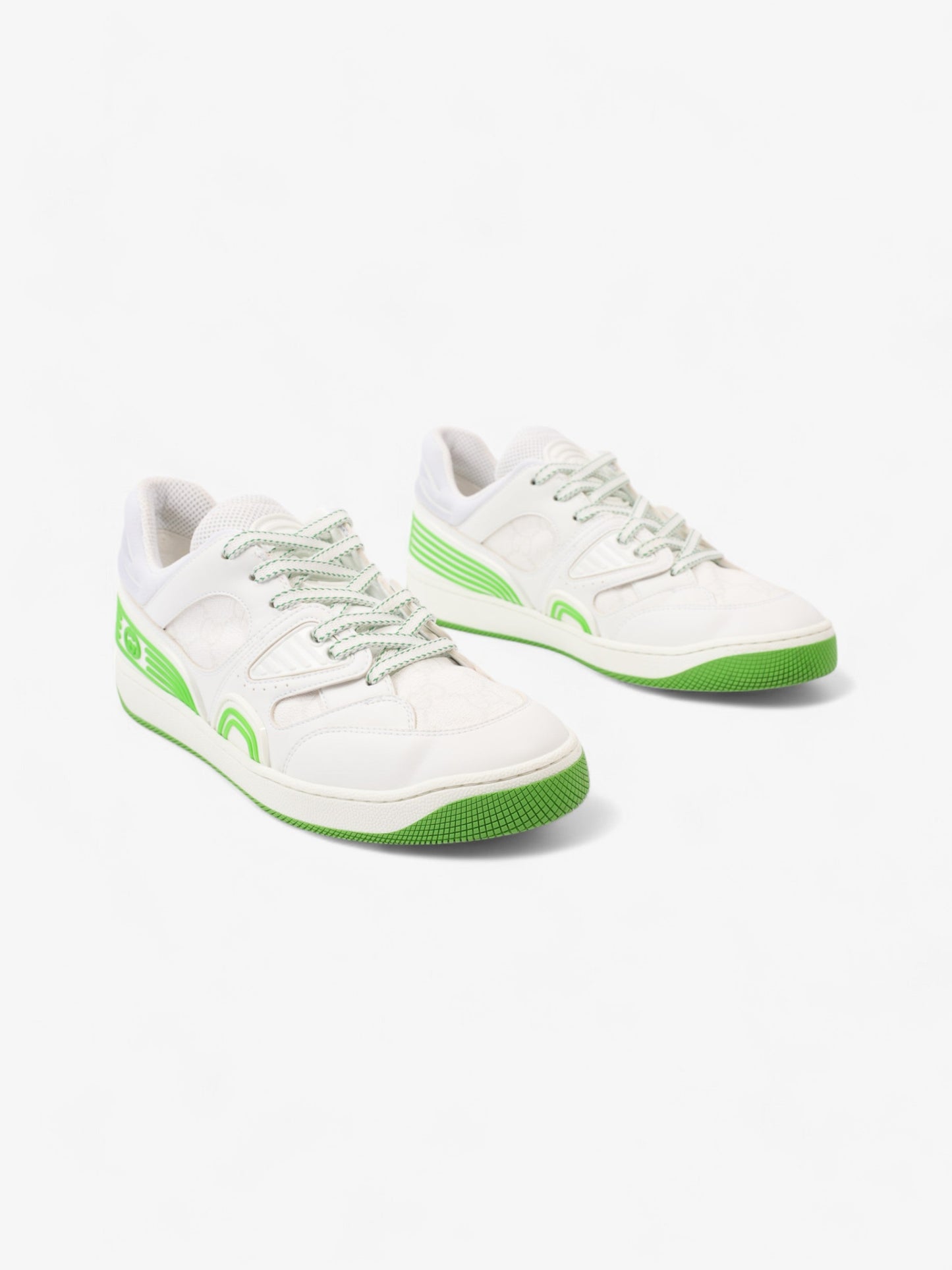 Gucci Basket Sneakers White / Green Canvas EU 38 UK 5