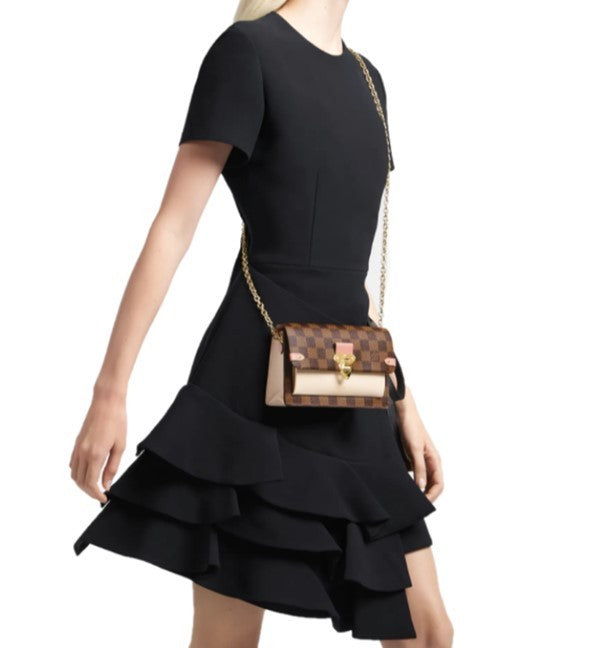 LOUIS VUITTON DAMIER EBENE VAVIN CHAIN WALLET ON CHAIN CREAM