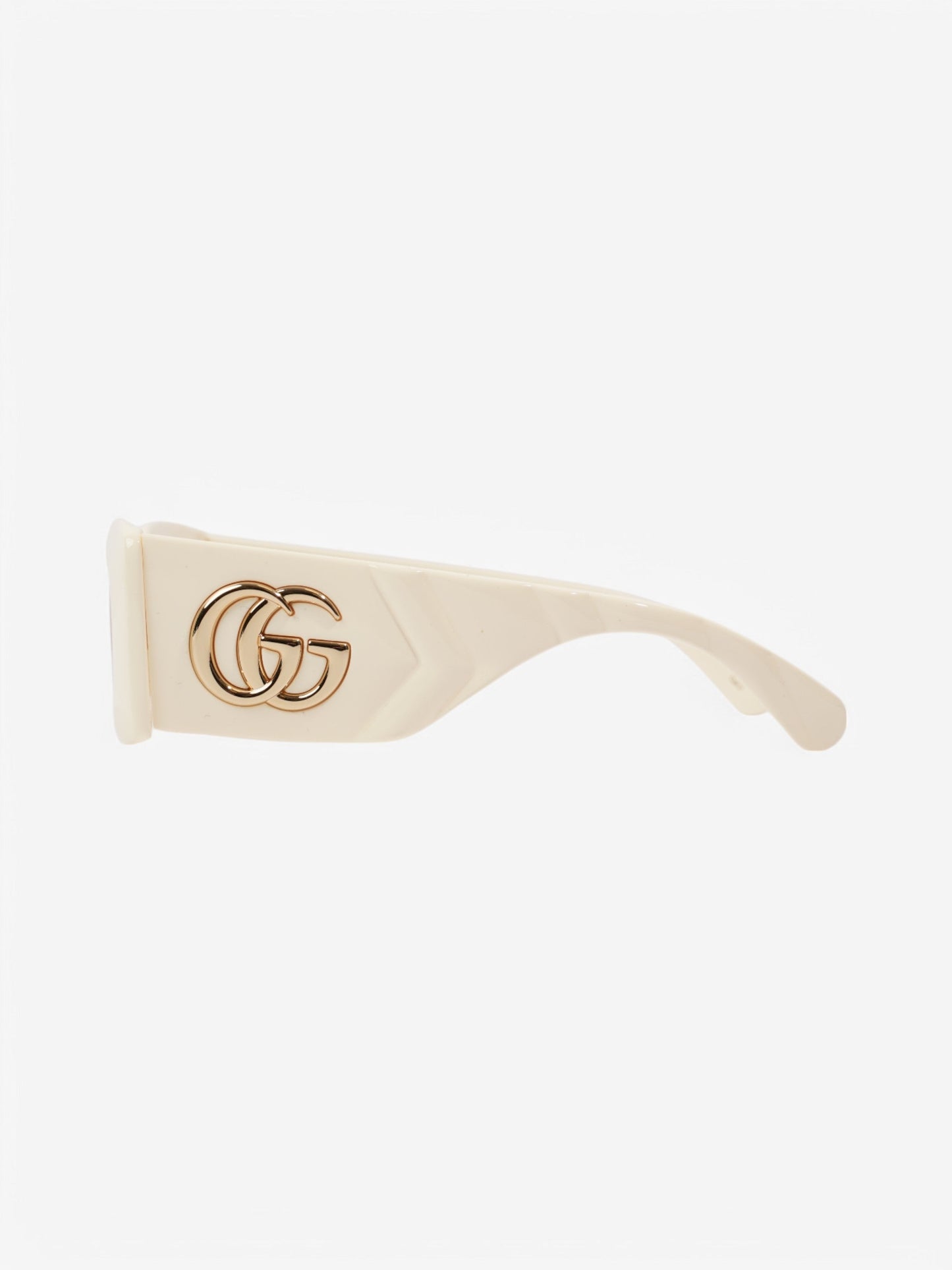 Gucci GG Logo Quilted Rectangular Sunglasses Cream / Gold Acetate 145mm