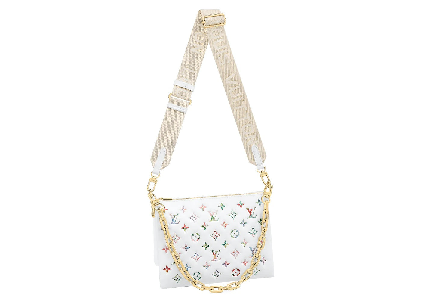 LOUIS VUITTON MULTICOLOR FLOWER MONOGRAM EMBOSSED LAMBSKIN COUSSIN PM BAG