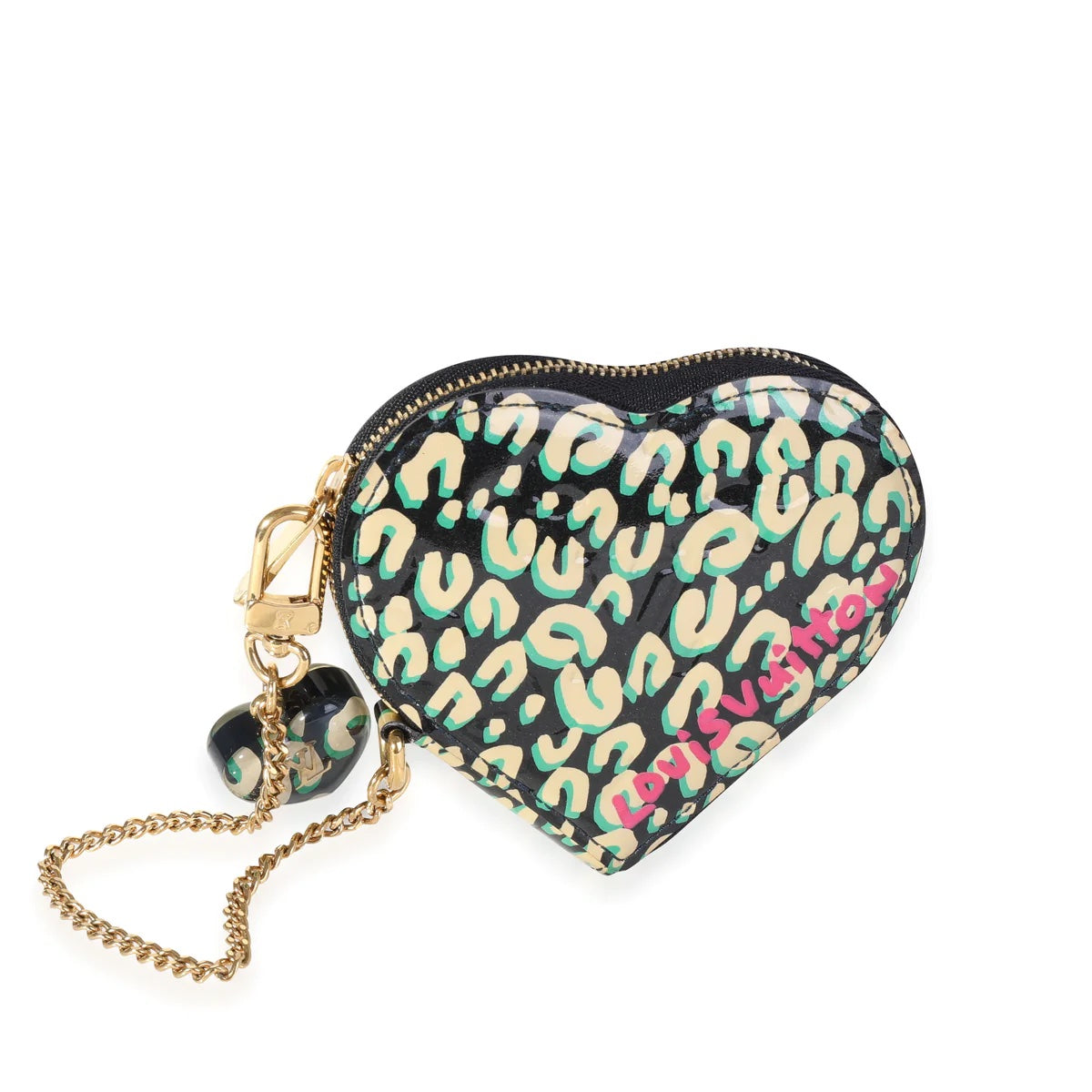 LOUIS VUITTON X STEPHEN SPROUSE LEOPARD VERNIS HEART COIN PURSE