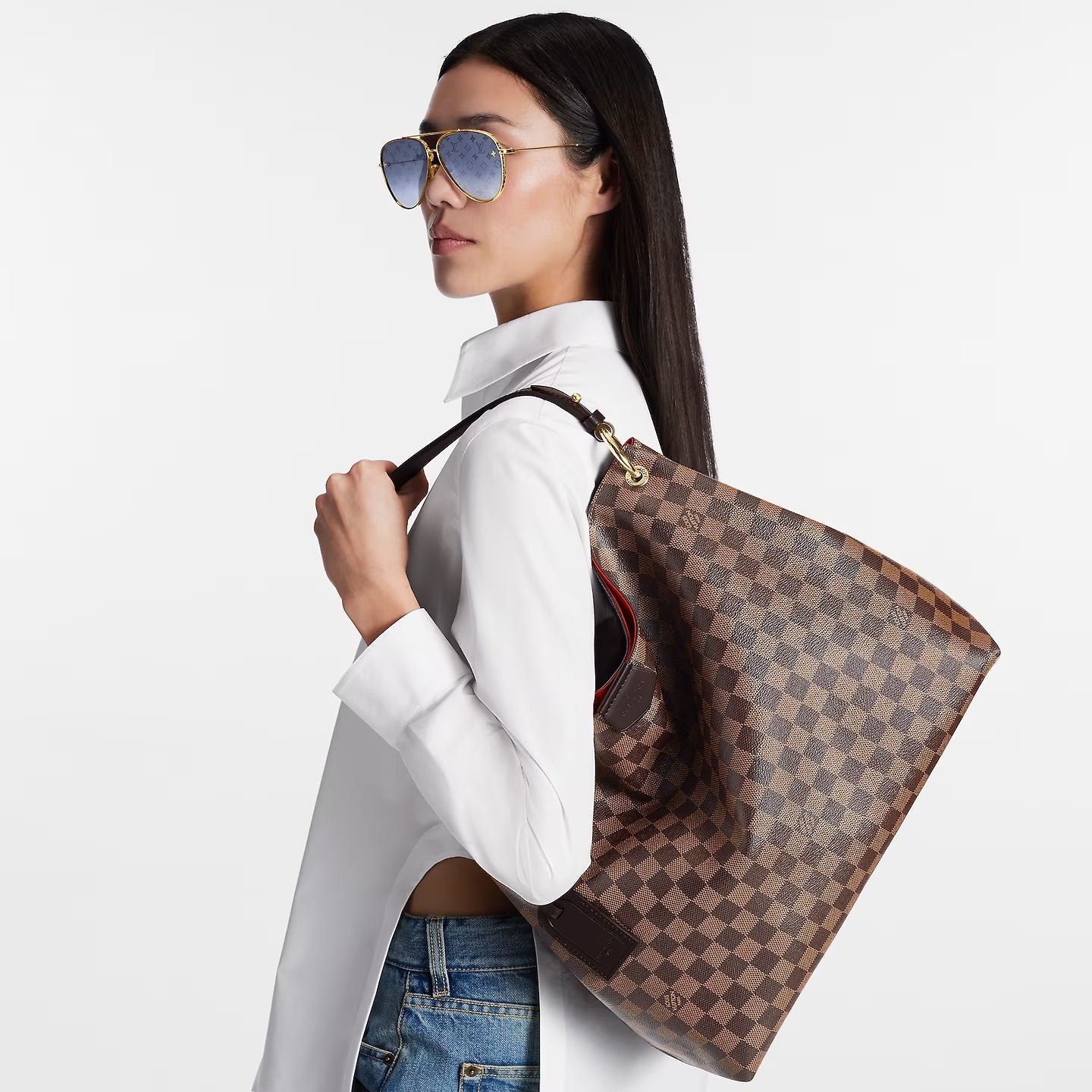 LOUIS VUITTON DAMIER EBENE GRACEFULL MM HOBO BAG