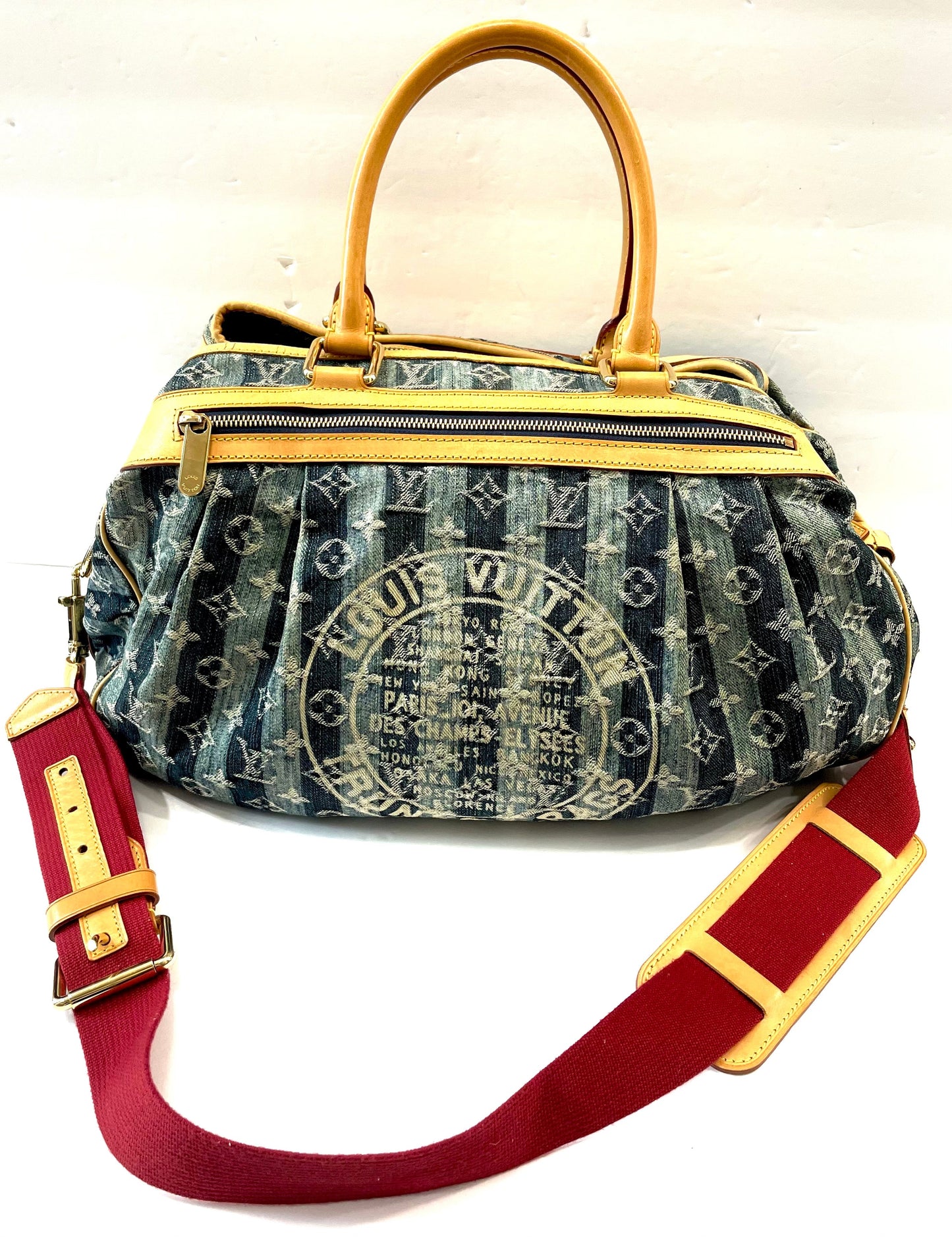 LOUIS VUITTON DENIM MONOGRAM CABAS RAYE GM BAG