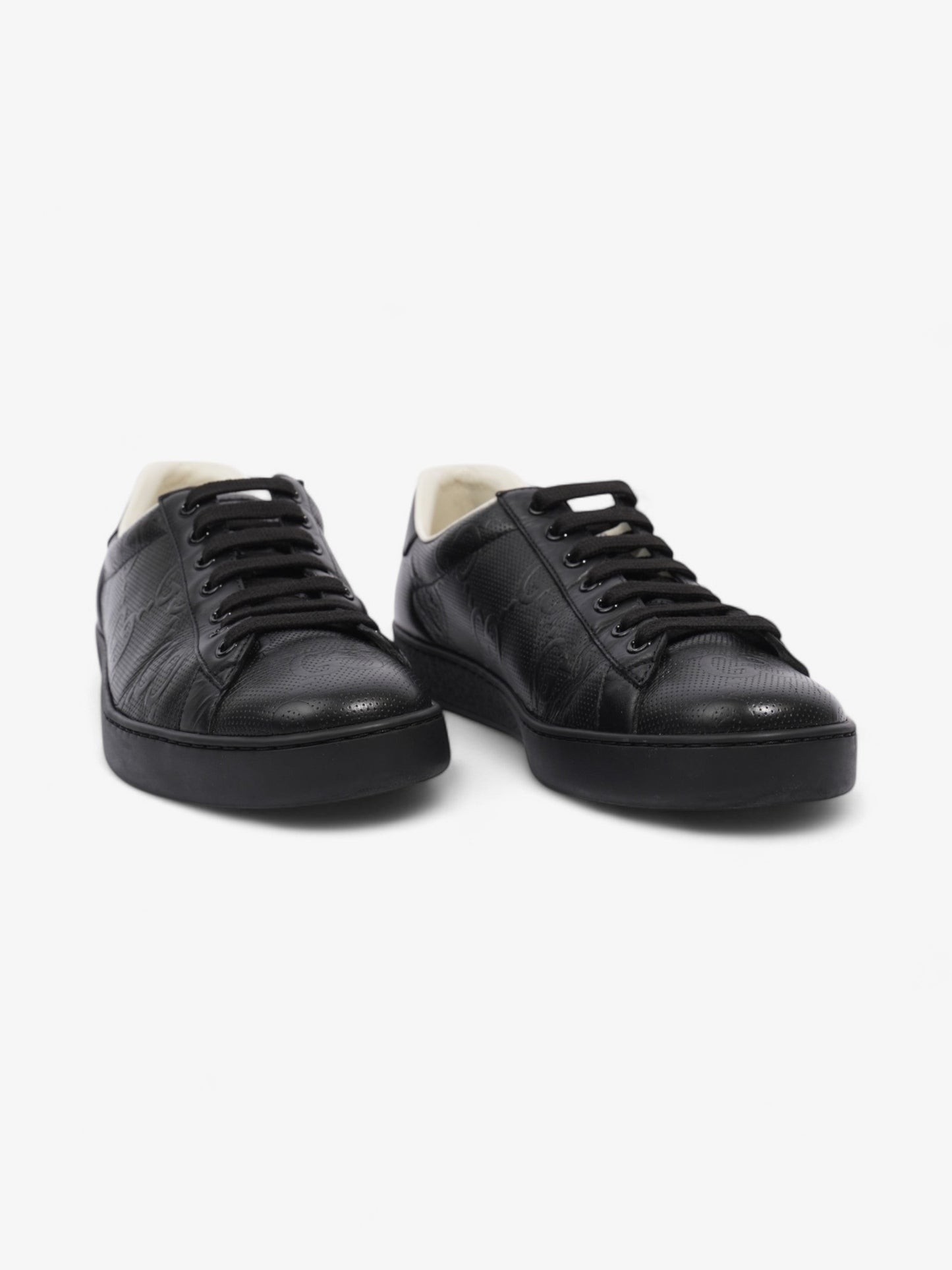 Gucci GG Ace Embossed Trainers Black Leather EU 41 UK 7