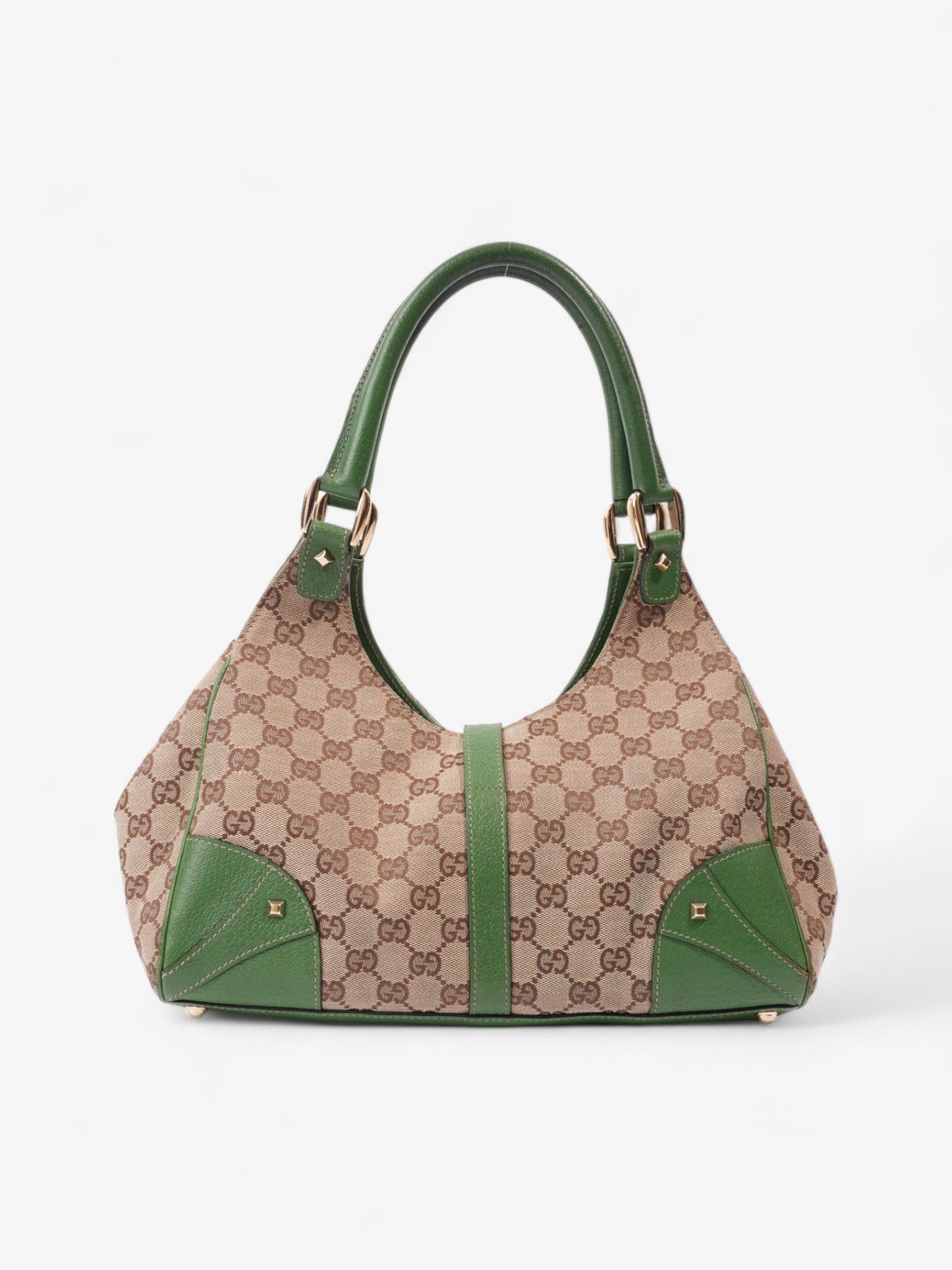 Gucci Jackie Beige And Ebony GG Supreme / Green Canvas