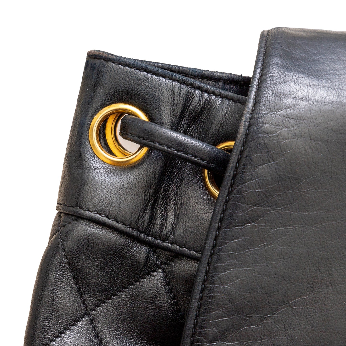 CHANEL Chanel Vintage Quilted Lambskin Drawstring Backpack