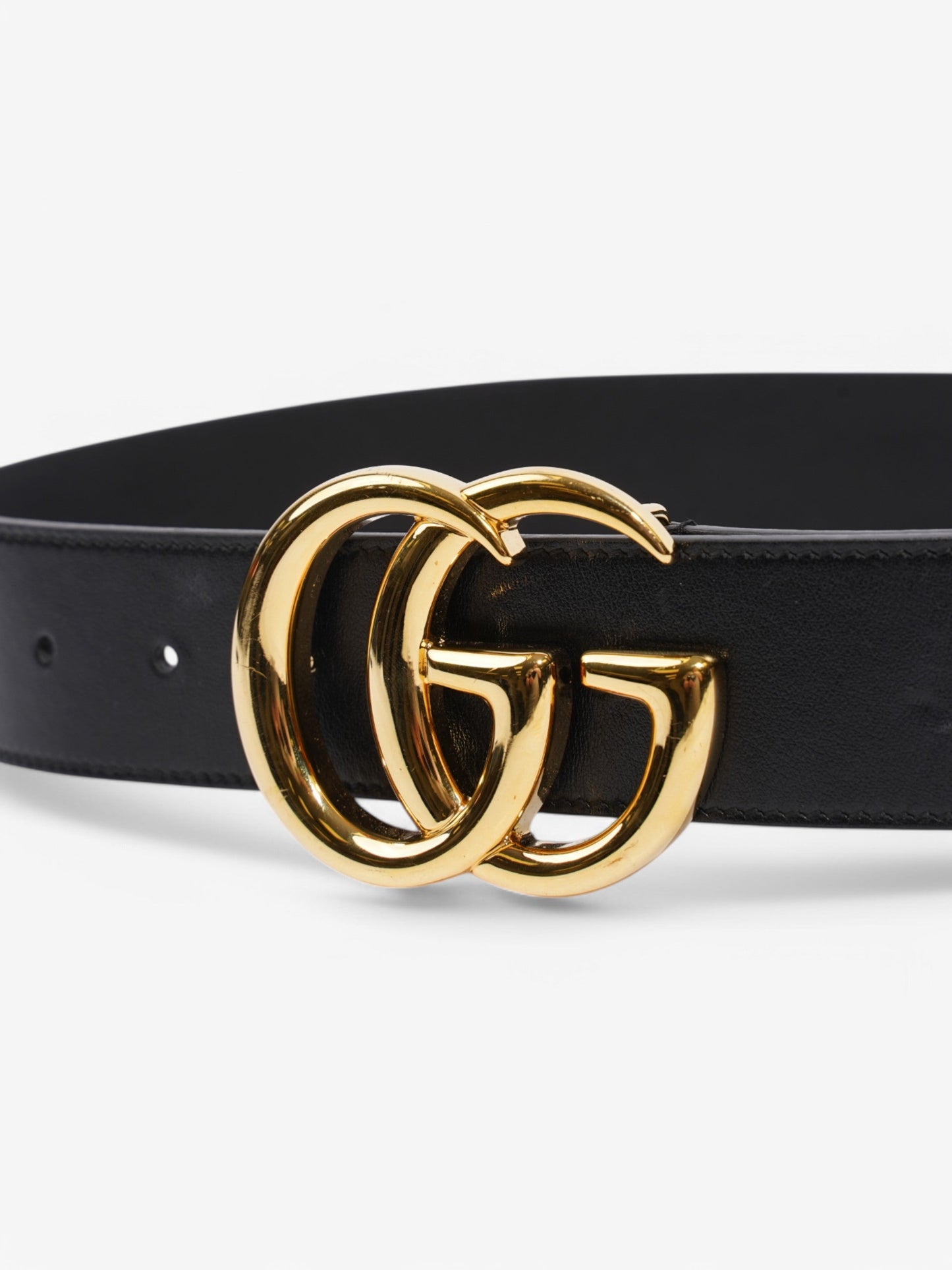 Gucci GG Marmont Belt Black / Gold Leather 75cm / 30"