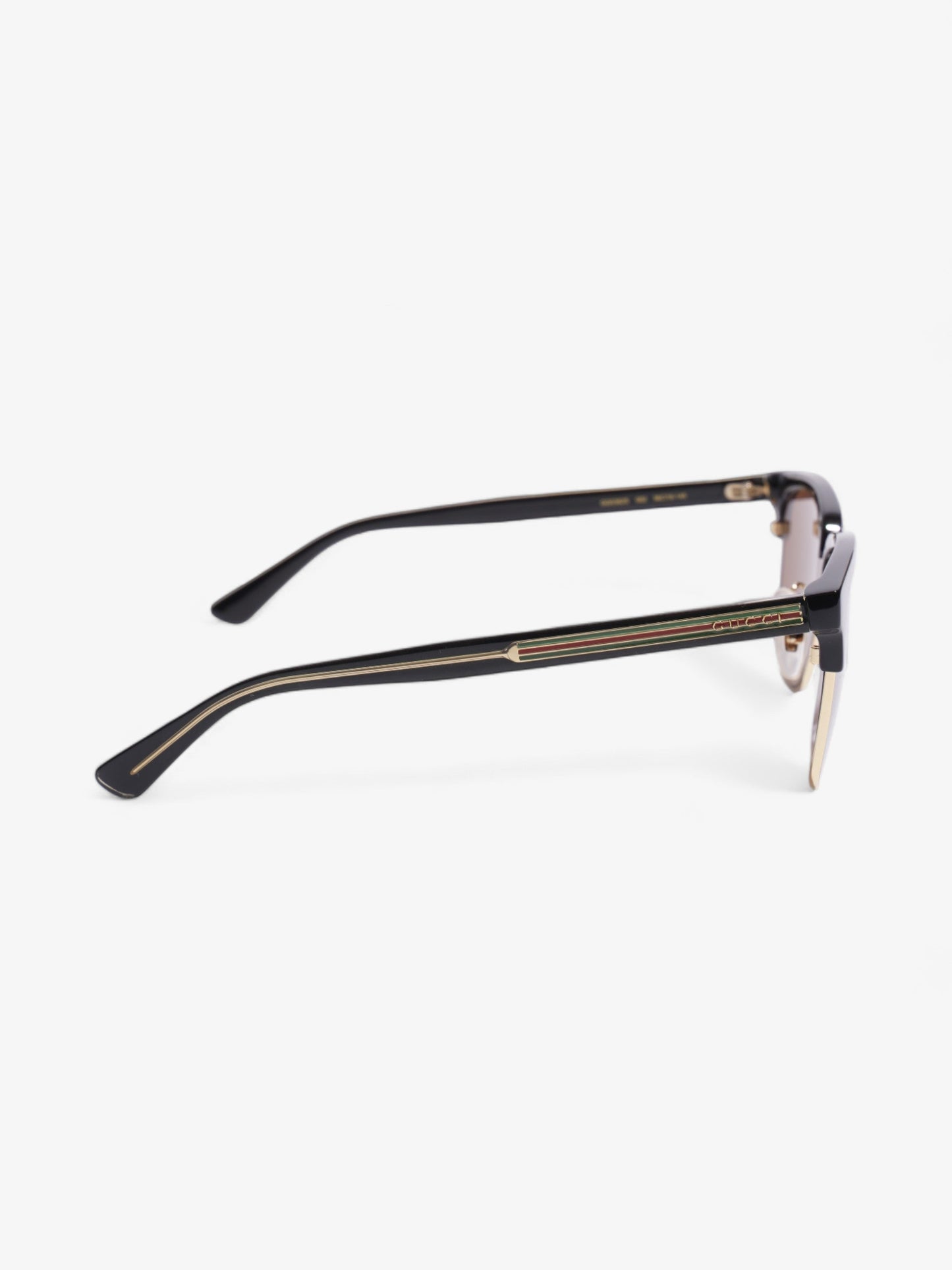 Gucci Rectangular Framed Sunglasses Black / Gold Acetate 145mm
