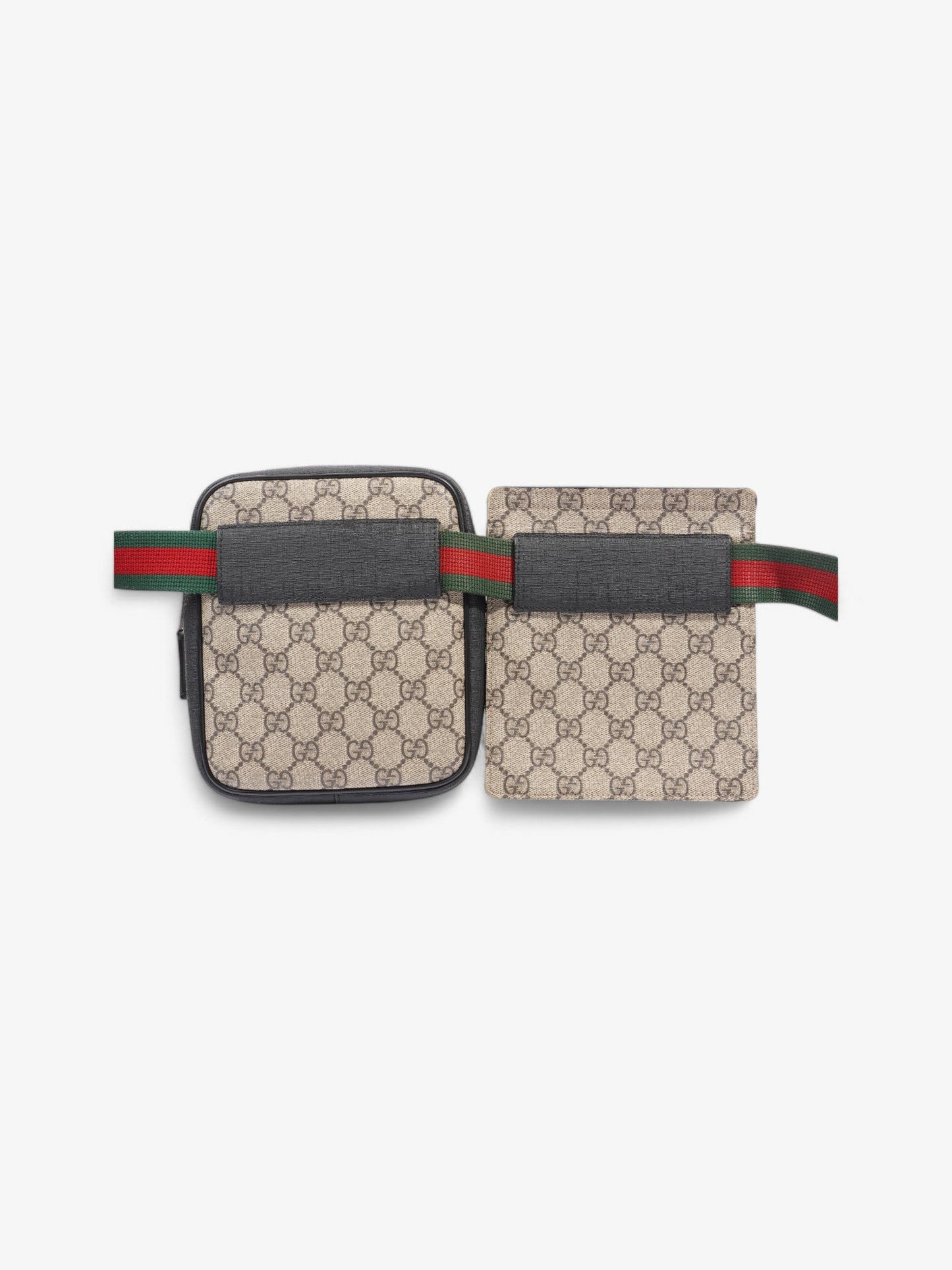 Gucci Two Pocket Belt Bag GG Supreme / Black Coated Canvas