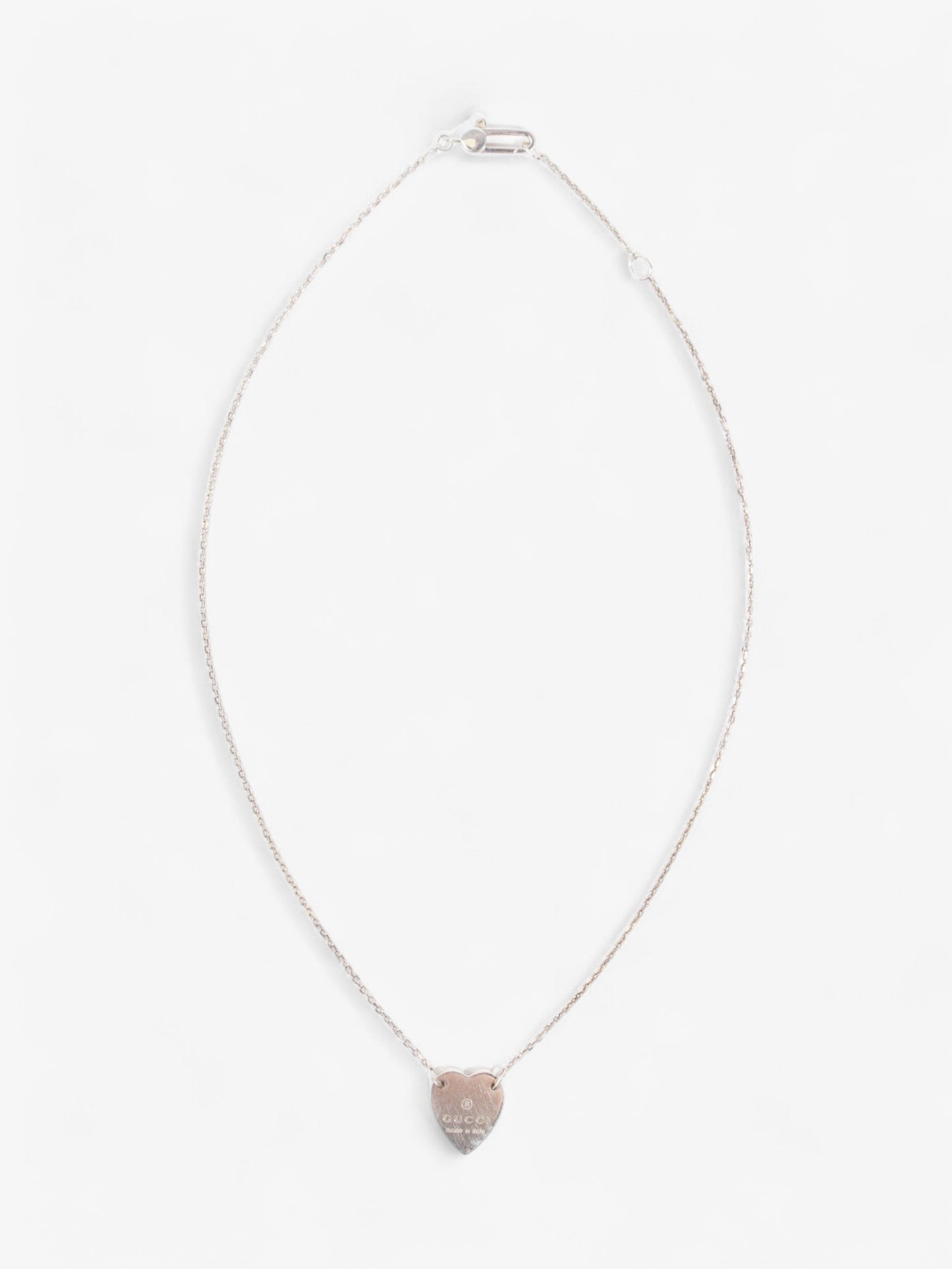 Gucci Trademark Heart Necklace Silver Silver Sterling