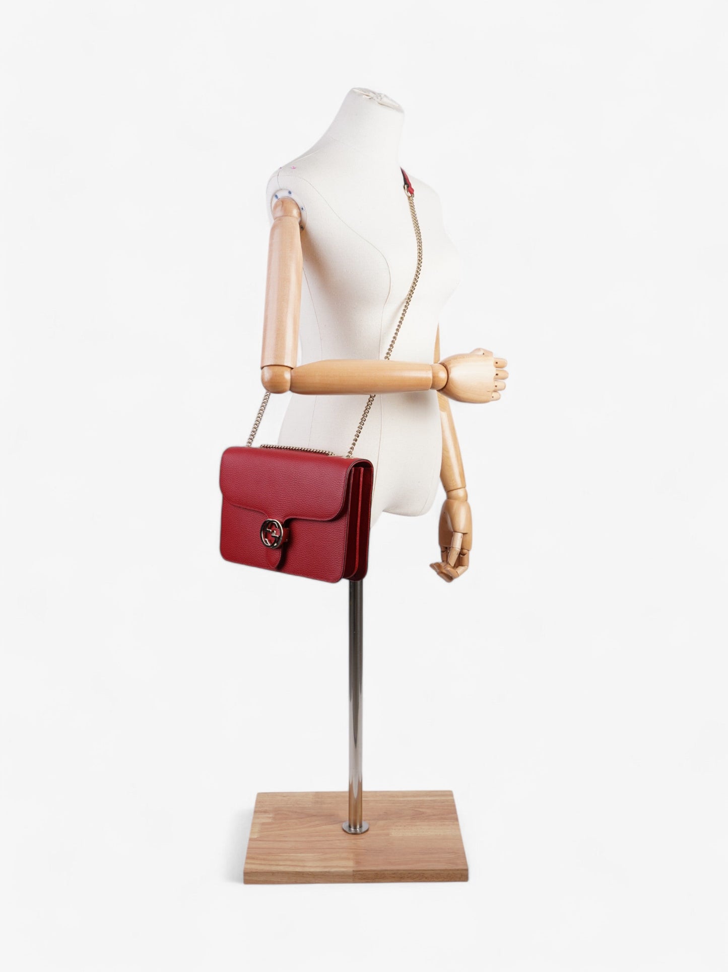 Gucci Dollar Interlocking G Red Calfskin Leather Medium