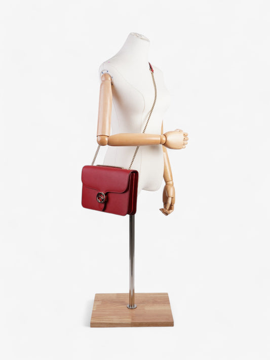 Gucci Dollar Interlocking G Red Calfskin Leather Medium