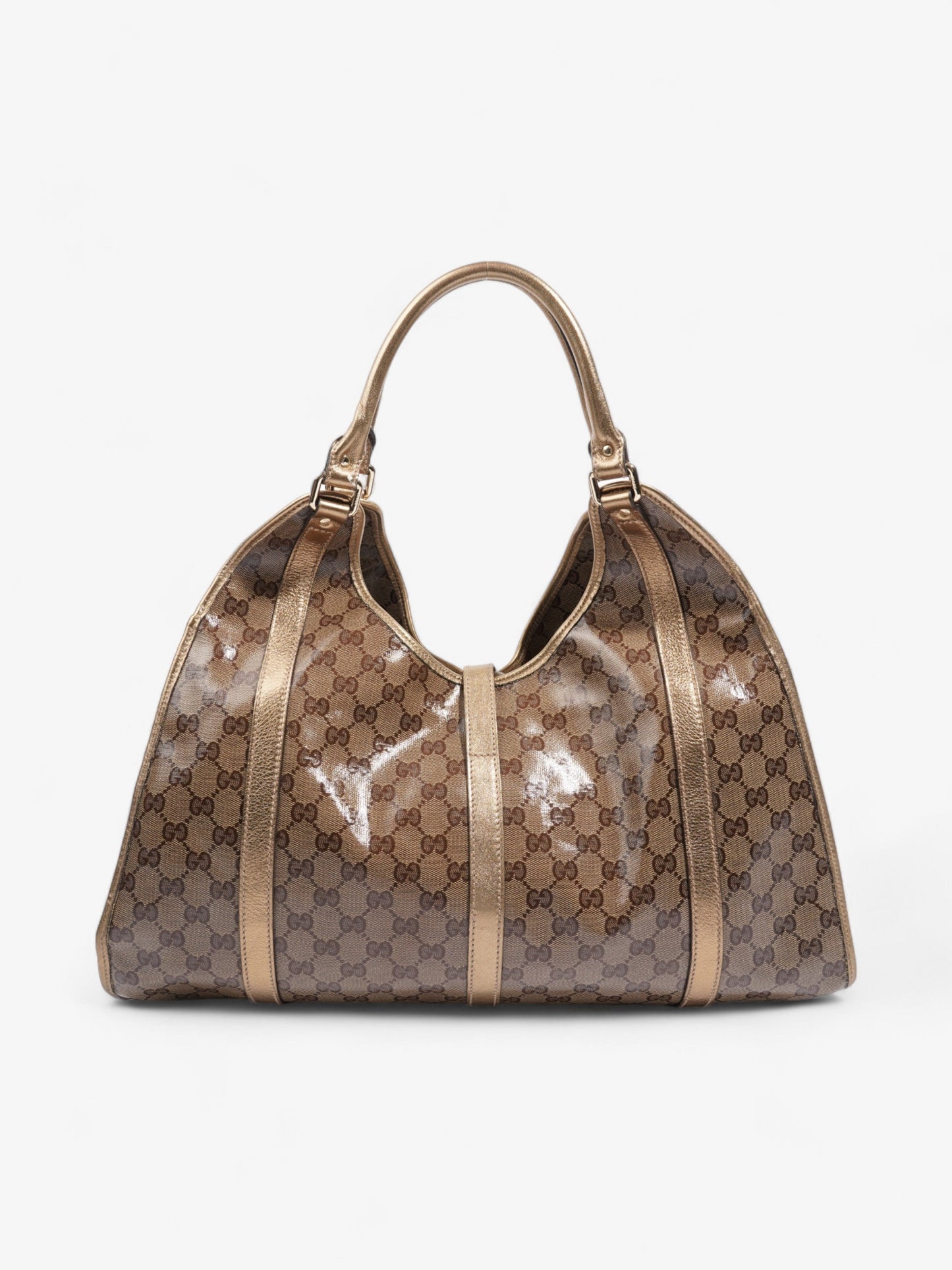 Gucci Crystal Jackie Gold GG Supreme Patent Leather