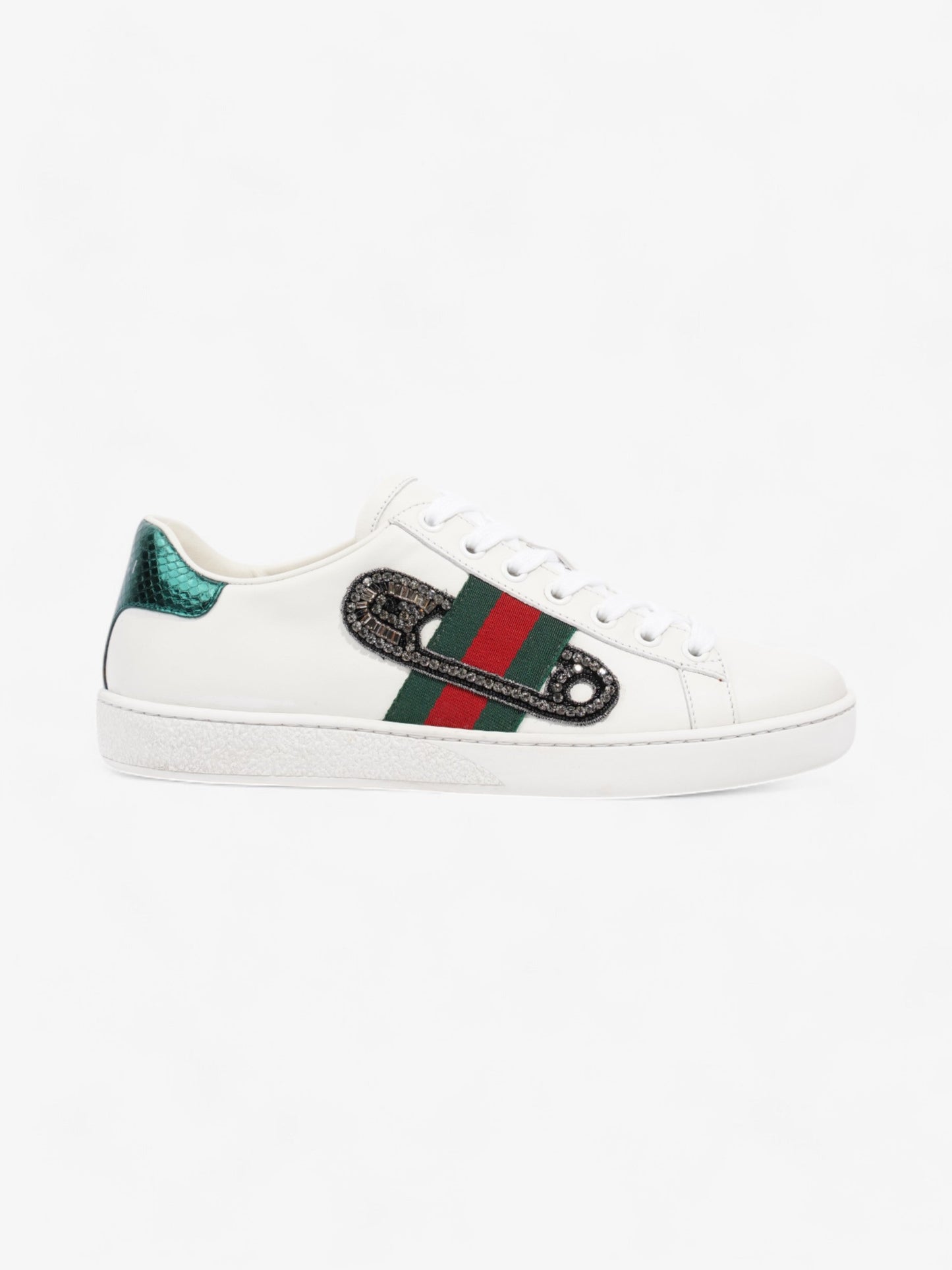 Gucci Ace Low Pin Sneakers White / Green / Red Leather EU 36.5 UK 3.5