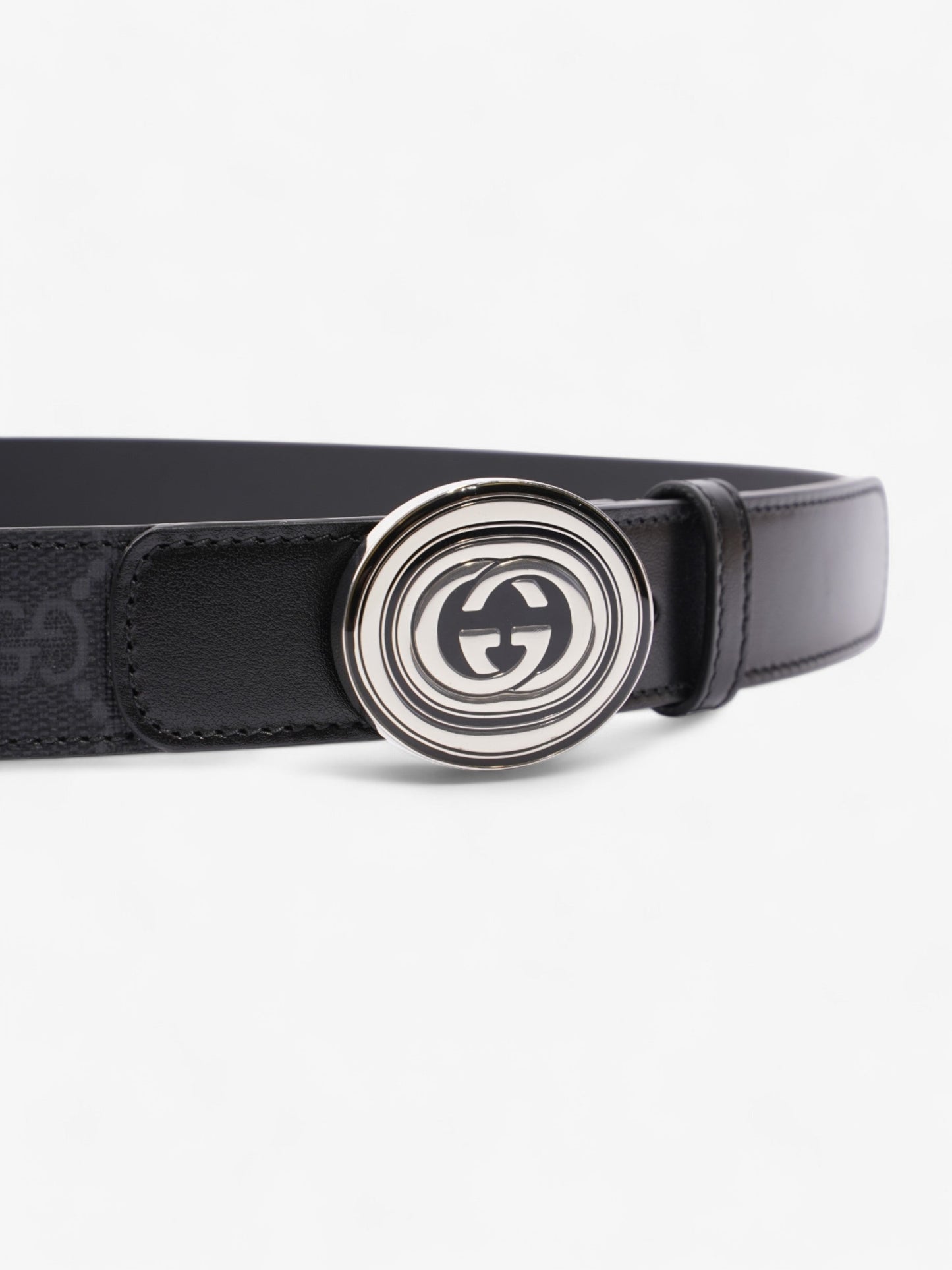 Gucci GG Interlocking Belt GG Supreme / Black / Gold Canvas 100cm / 40"