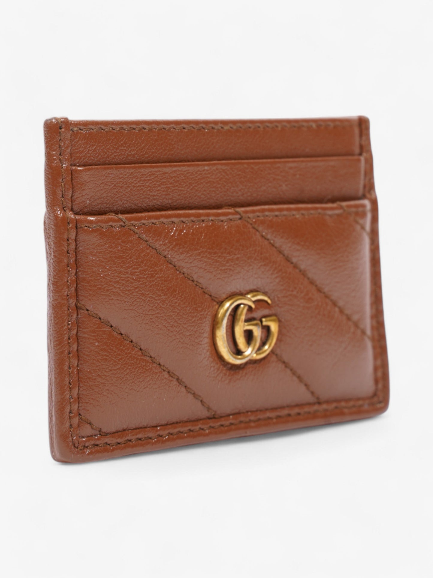 Gucci GG Marmont Card Case Brown Matelasse Leather