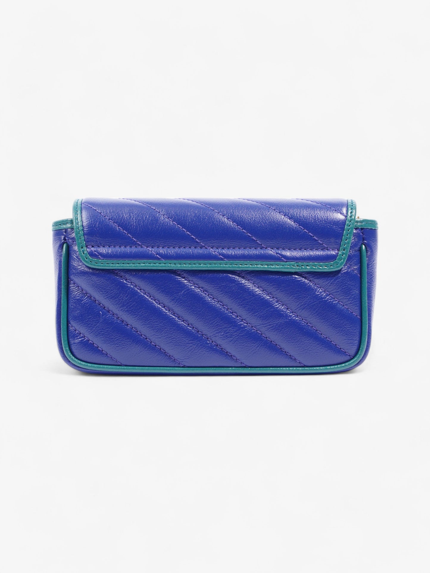 Gucci GG Marmont Blue / Green Matelasse Leather Super Mini