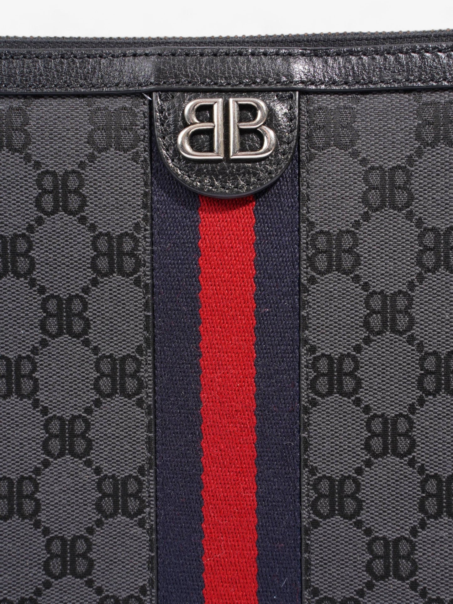Gucci x Balenciaga The Hacker Project Laptop Pouch Black / Blue And Red Stripe Canvas