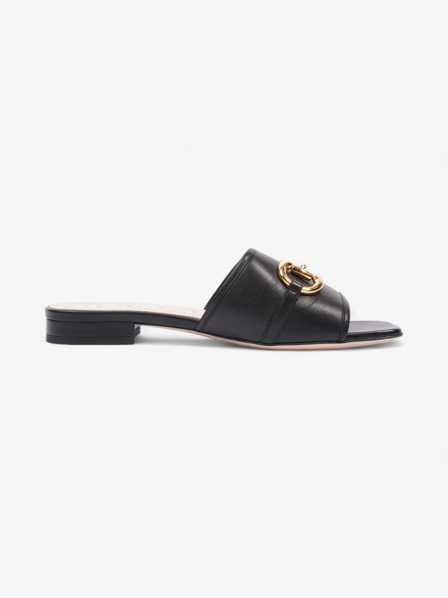 Gucci Horsebit Slides Black / Gold Leather EU 39 UK 6