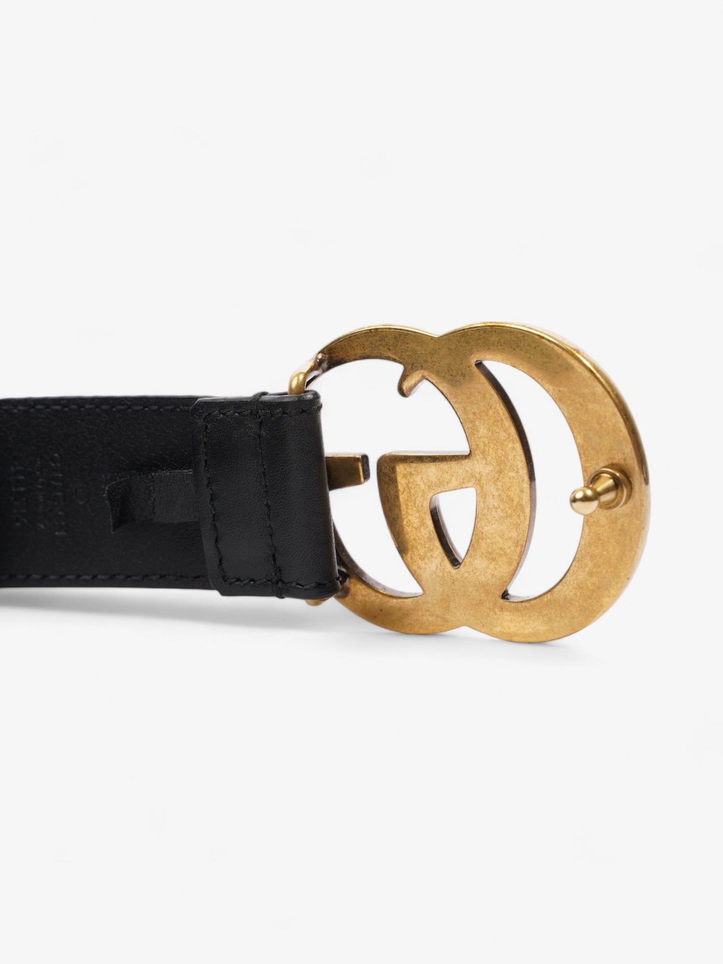 Gucci GG Marmont Thin Belt Black / Gold Leather 80cm / 32"