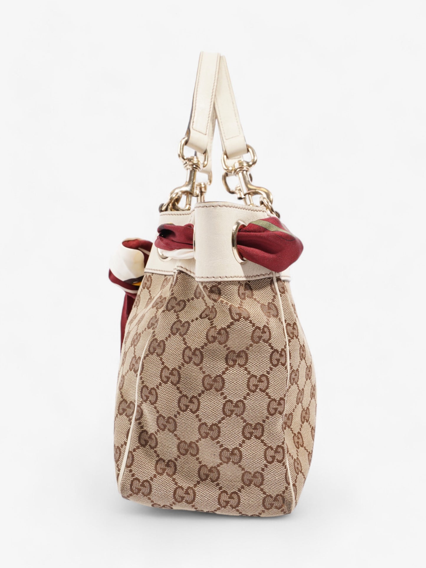 Gucci Positano Scarf Tote Beige And Ebony GG Supreme Canvas