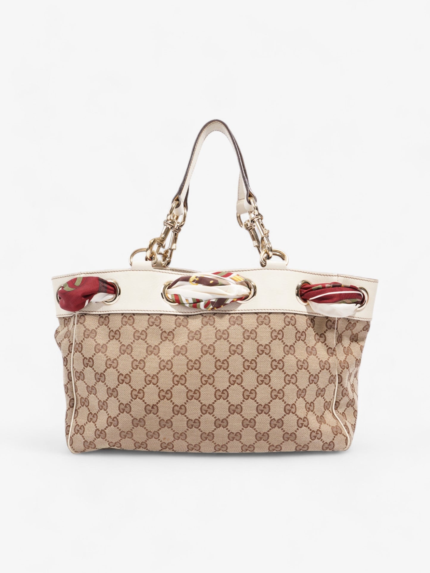 Gucci Positano Scarf Tote Beige And Ebony GG Supreme Canvas