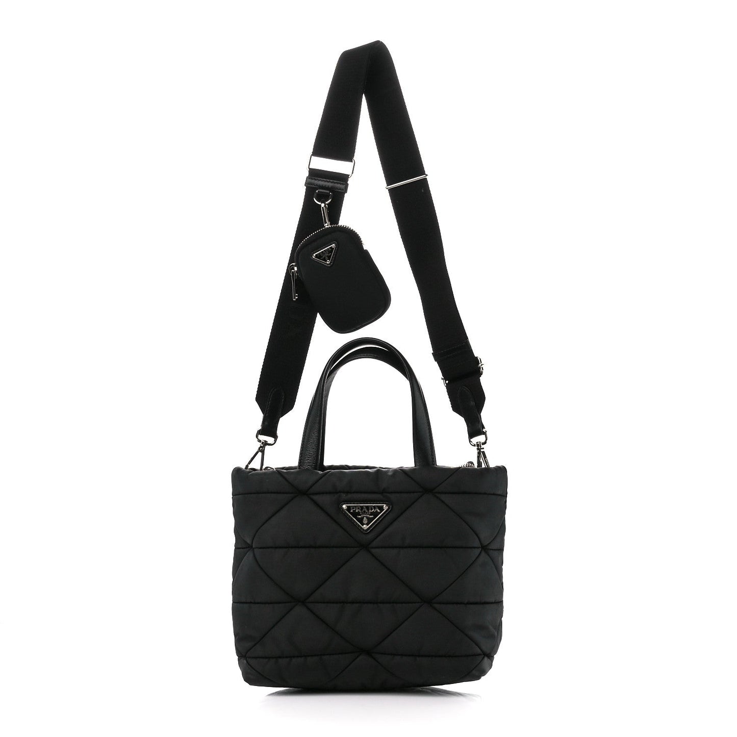 PRADA RE-NYLON TESSUTO NAPPA QUILTED PADDED ZIP TOTE BAG