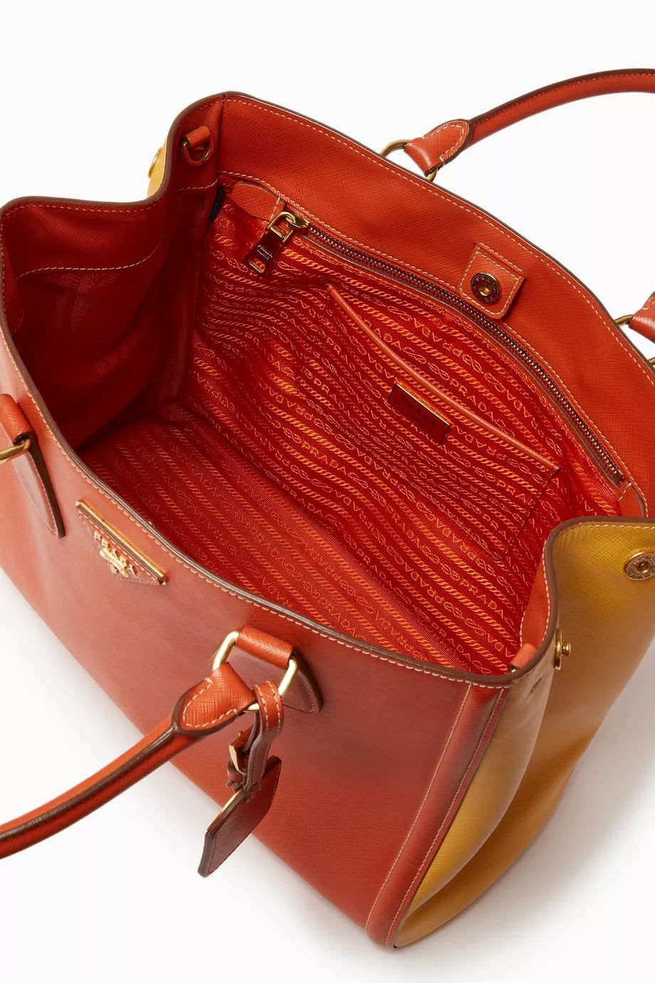 PRADA SAFFIANO LEATHER TWO-TONE GALLERIA TOTE BAG