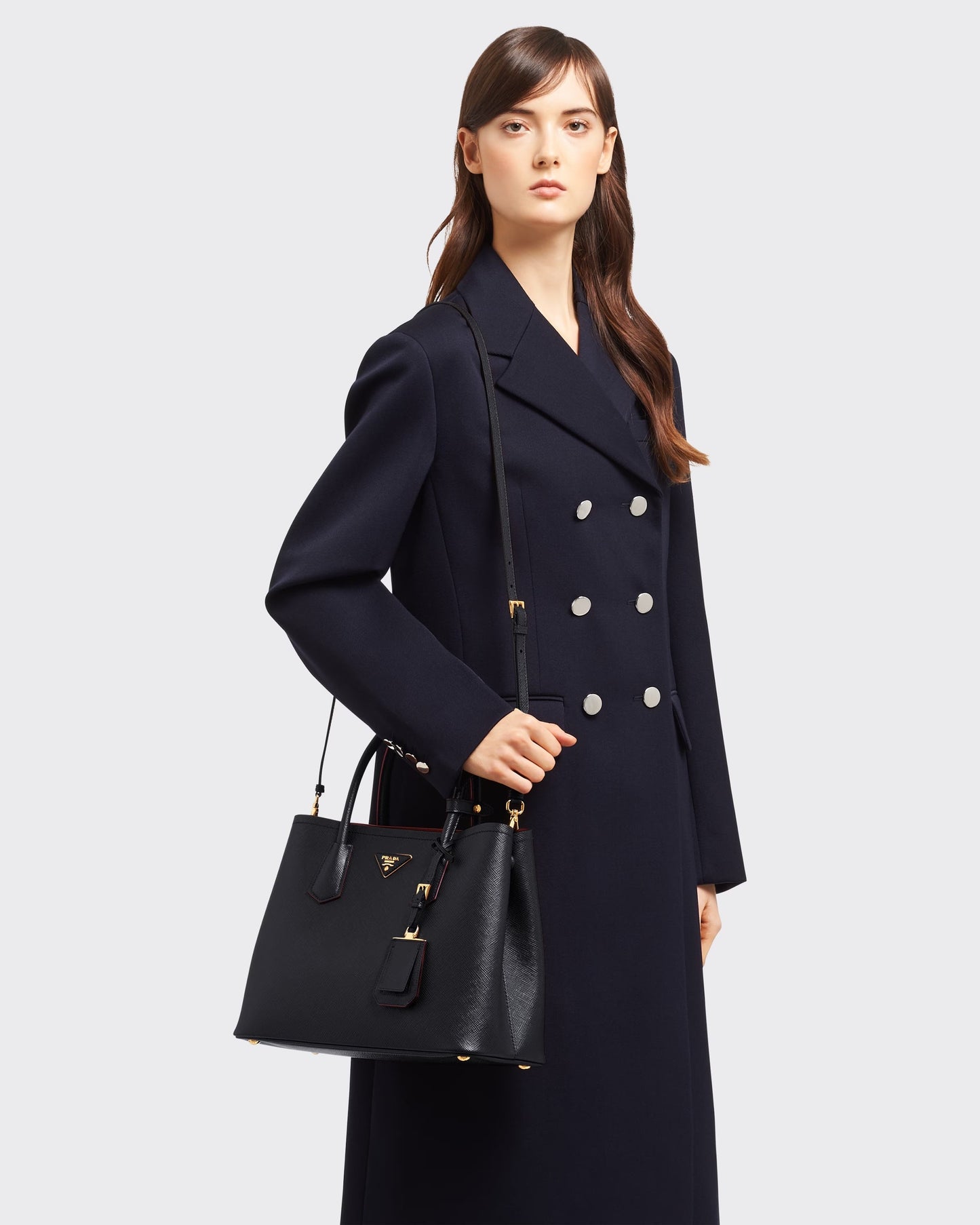PRADA SHINY SAFFIANO VERNICE LEATHER DOUBLE HANDLE TOTE BAG